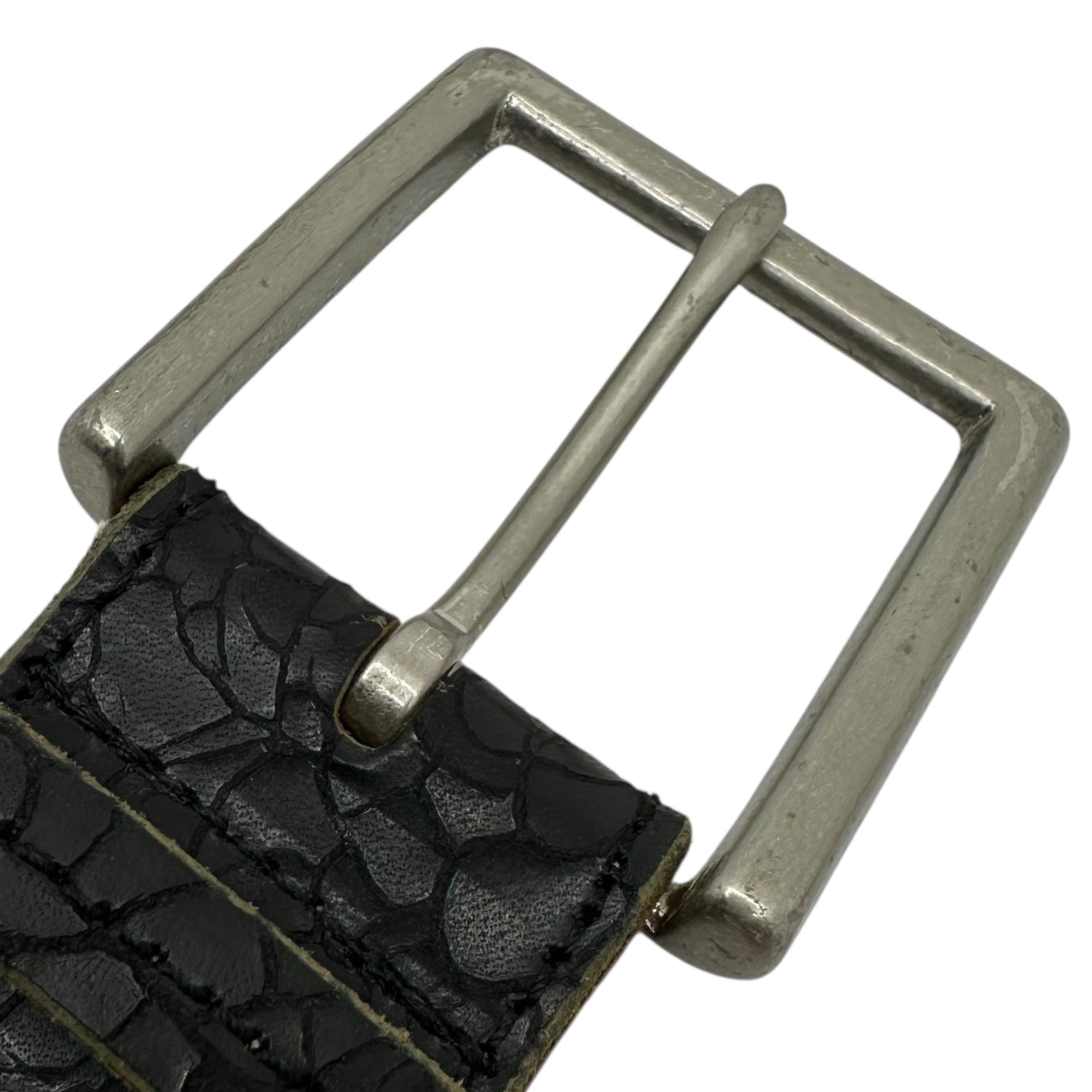 YOHJI YAMAMOTO NOIR(ヨウジヤマモトノアール) Crack-Finished Leather Belt クラック 加工 レザー ベルト NT-FO1-740 ブラック