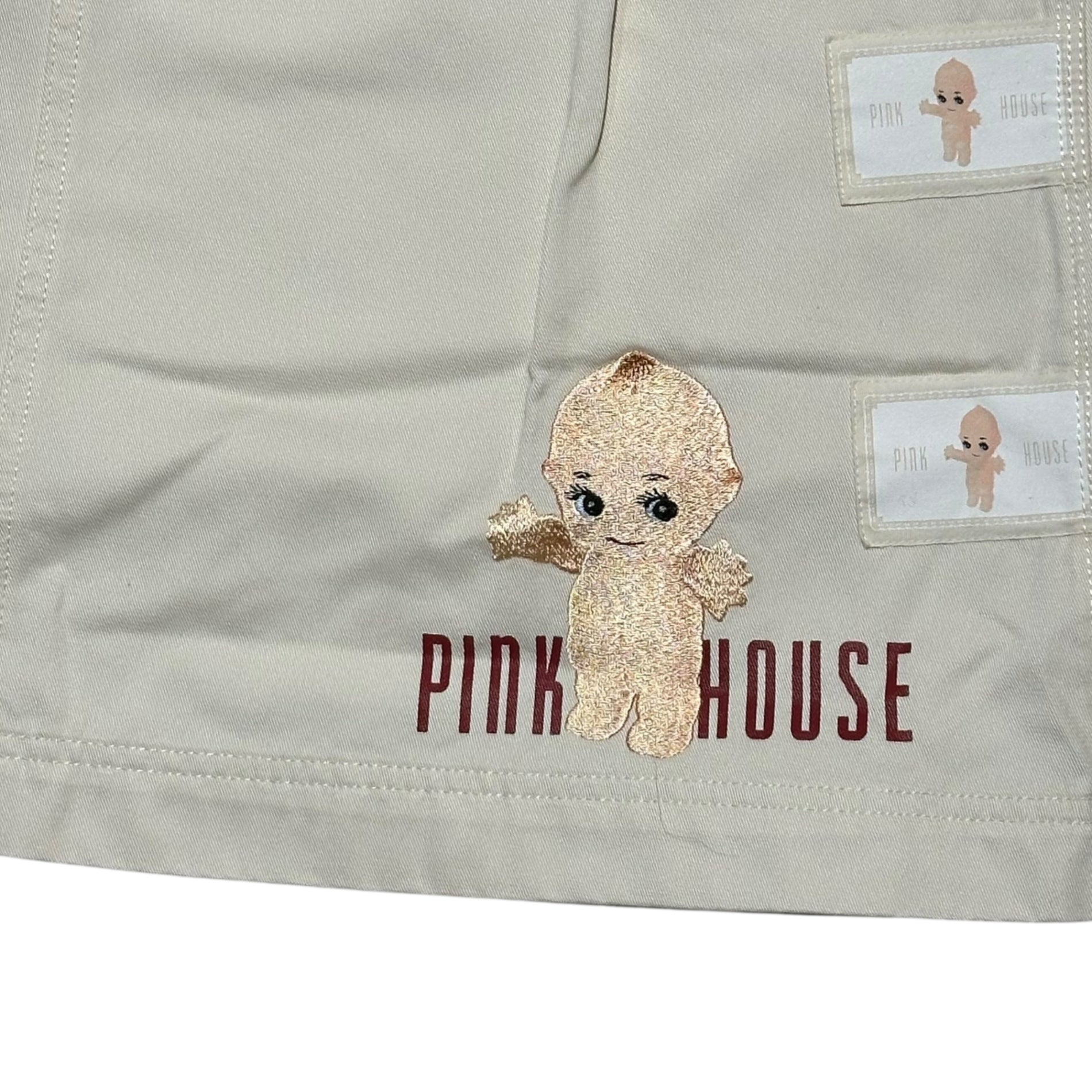 PINK HOUSE(ピンクハウス) 00's Kewpie Patchwork Cargo Pocket Long Skirt キューピー パッチワーク カーゴポケット ロング スカート 表記無(S程度) ホワイト ワッペン マキシ