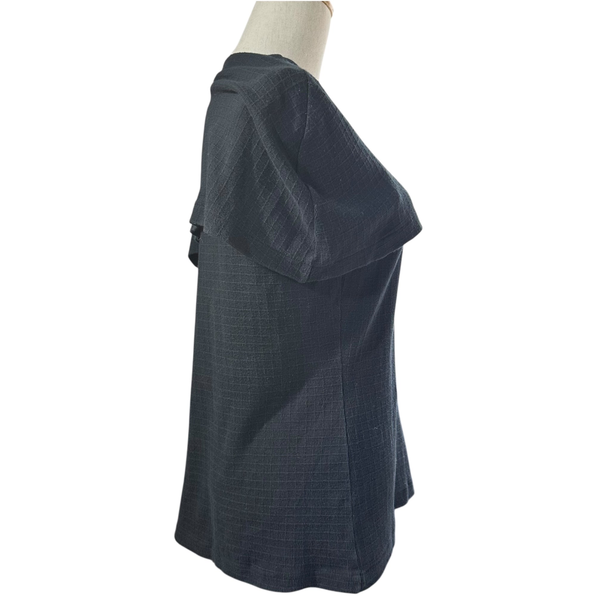 tricot COMME des GARCONS(トリココムデギャルソン) 80’s~90's Cape design check stitch sleeveless cut&sewn ケープ デザイン チェック ステッチ ノースリーブ カットソー 表記無(M程度) ブラック 80年代～90年代 ヴィンテージ Tシャツ
