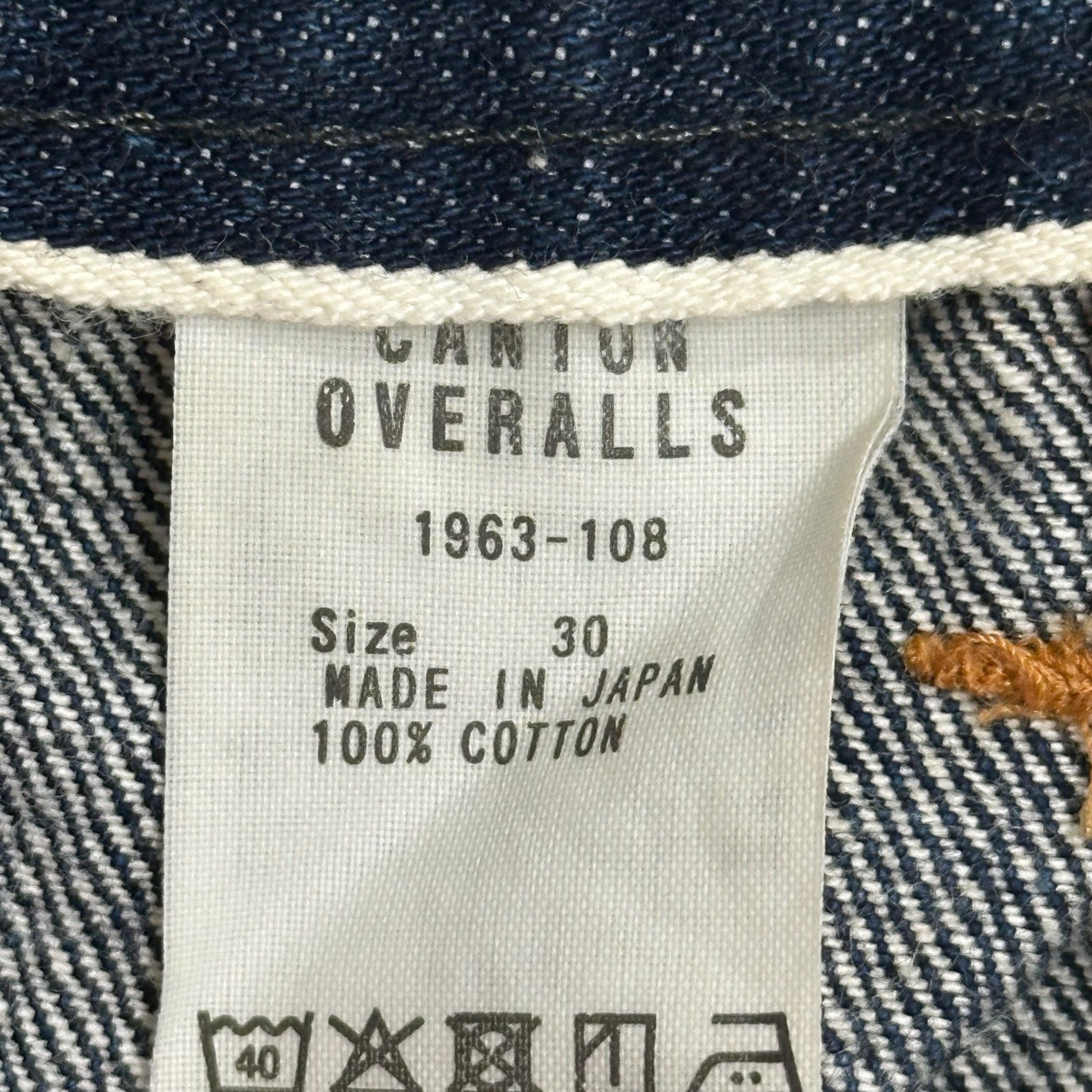 CANTON OVERALLS(キャントンオーバーオール) ONE WASHED. BASIC WORK TROUSER ワンウォッシュ ベーシック ワーク トラウザー デニム パンツ 1963-108 30 インディゴ 参考定価42,900円(税込) オリジナルデニム生地 ダブルニー仕様