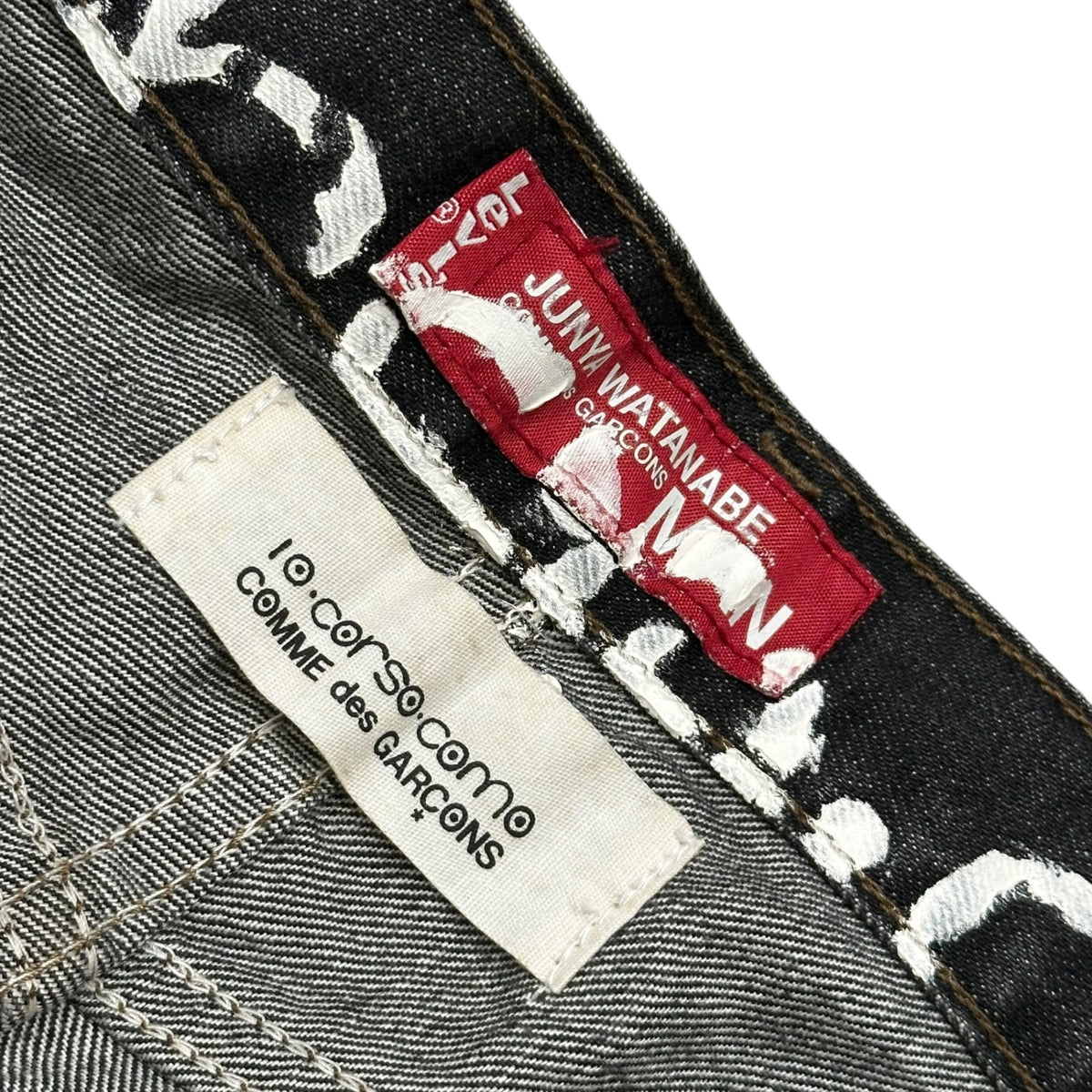COMME des GARCONS JUNYA WATANABE MAN × Levi's × 10 corso como COMME des GARCONS(コムデギャルソンジュンヤワタナベマン × リーバイス × ドゥエチコルソコモ コムデギャルソン) 2002SS Penki logo Straight-Leg Denim Pants ペンキ ロゴ ストレート デニム パンツ SE-P203 30 ブラック AD2001 00s アーカイブ 稀少