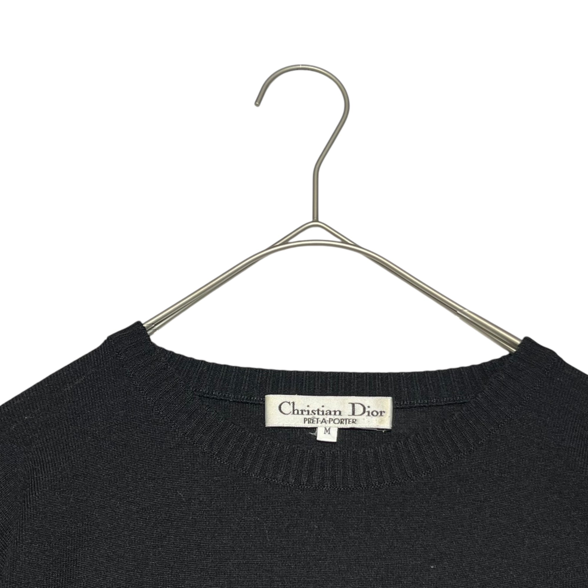 Christian Dior(クリスチャンディオール) 90's~00's Dior Logo embroidery short length wide wool knit ロゴ刺繍 ショート丈 ワイド ウール ニット 0020KW83 表記無し(M程度) ブラック PRET-A-PORTER