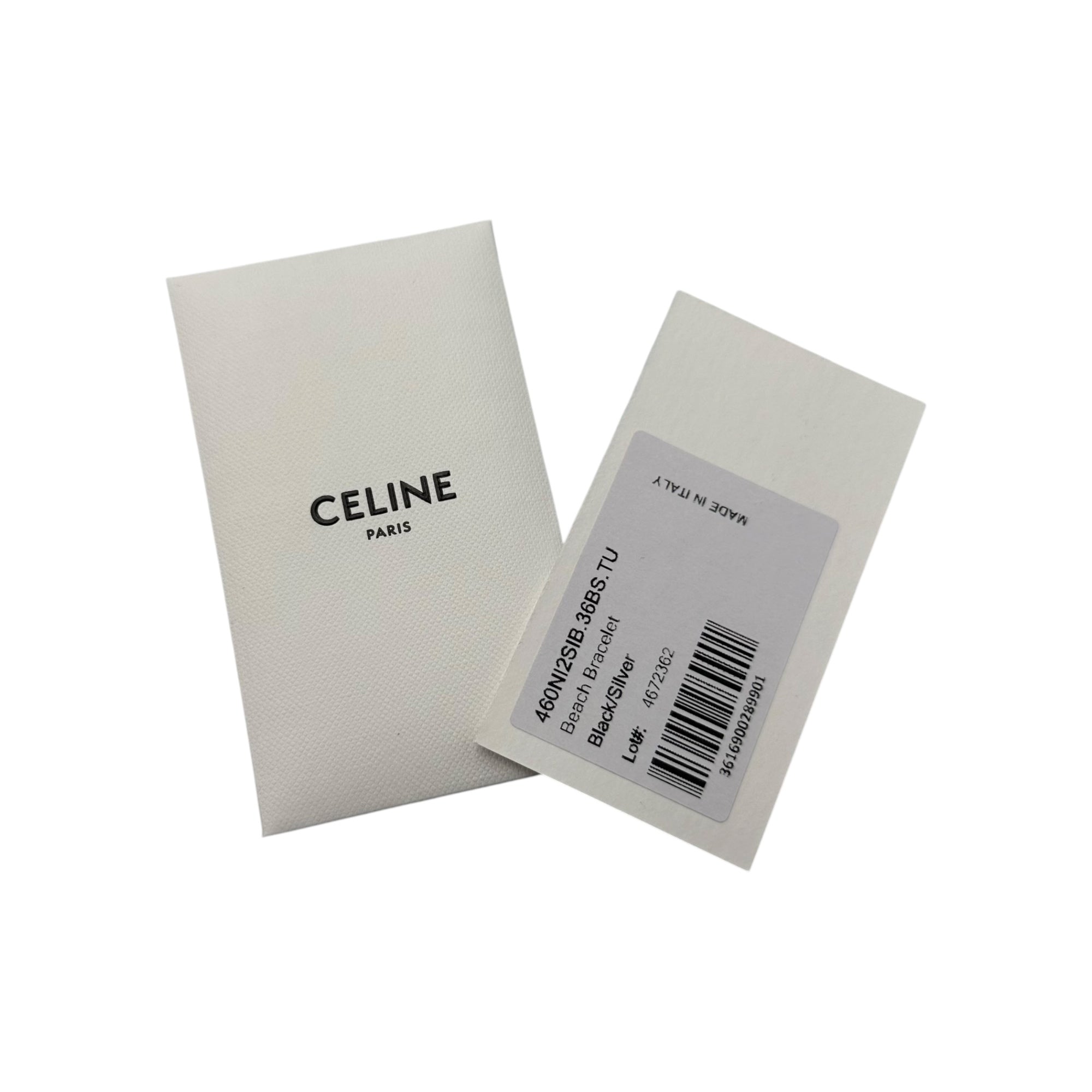CELINE(セリーヌ) 2023SS TORIMPHE BEACH BRACELET トリオンフ ビーチ ブレスレット 4672362 ブラウン×シルバー シルク