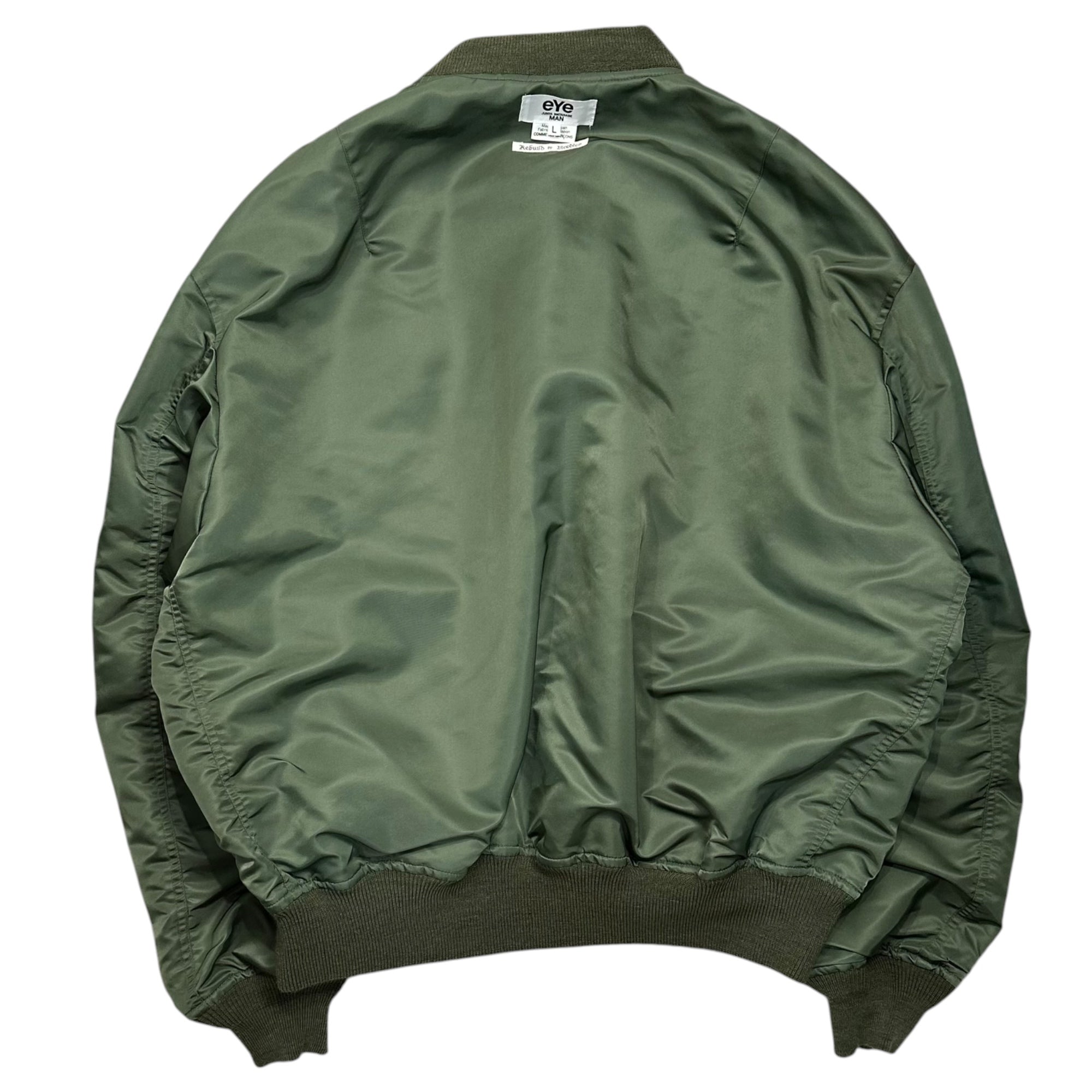 JUNYA WATANABE MAN×Rebuild by Needles(ジュンヤワタナベマン×リビルドバイニードルズ) 2025AW Co-branded Cotton-Nylon MA-1 Jacket 綿ナイロンMA-1ジャケット WP-J902 L カーキ AD2025 Wネーム