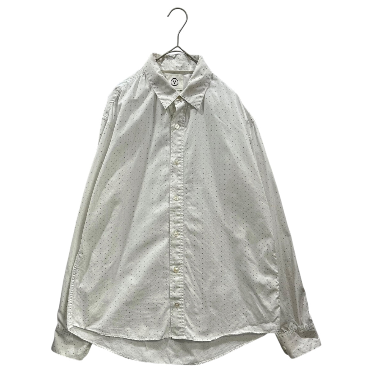 VISVIM(ビズビム/ヴィズヴィム) Detachable-Collar Dot Shirt 襟 取り外し ドット シャツ M ホワイト×ネイビー
