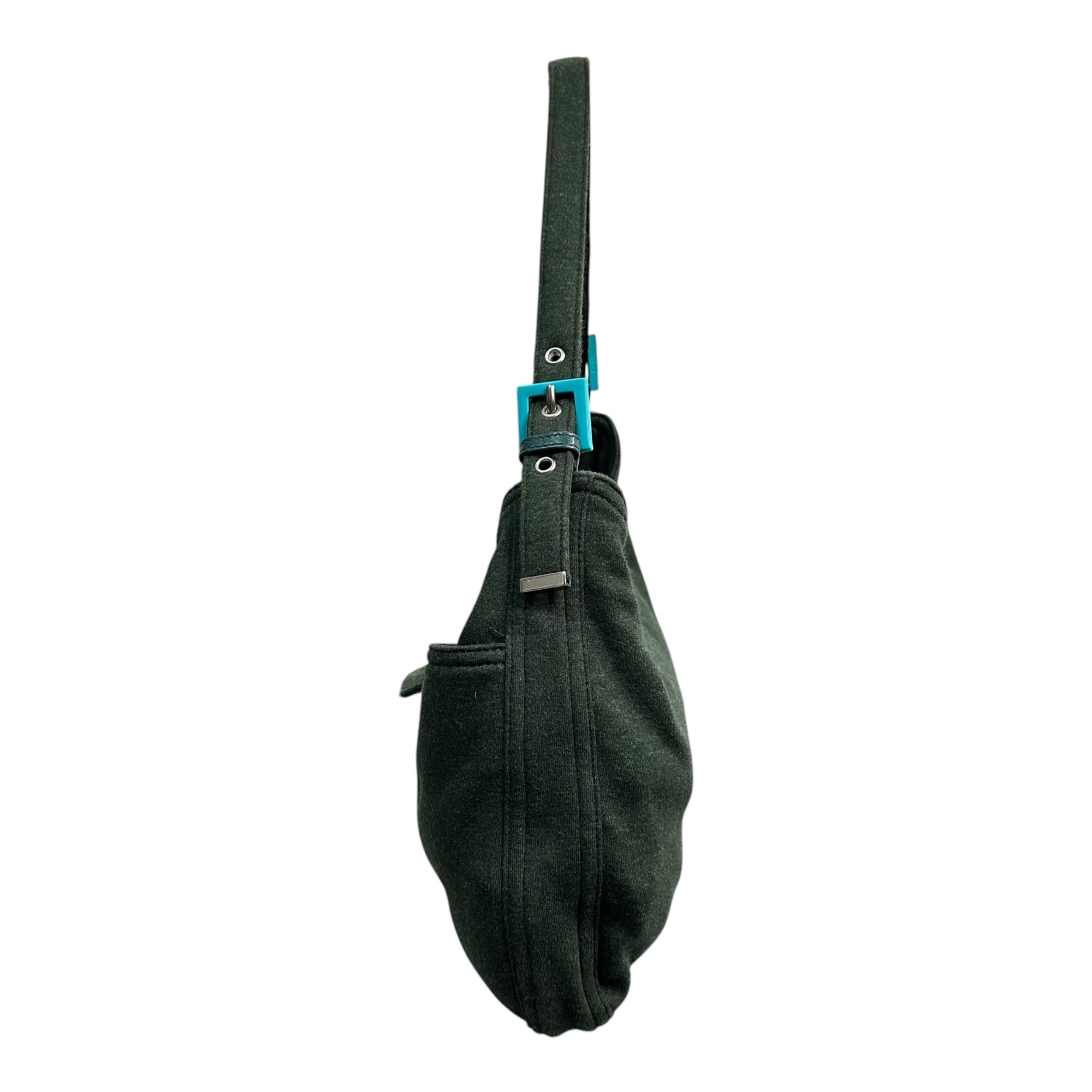 FENDI(フェンディ) 2000SS Jersey Mamma Baguette - Turquoise Clasp ジャージー マンマバケット 2343 26569 009 モスグリーン×ターコイズブルー 00's ワンショルダー ハンド