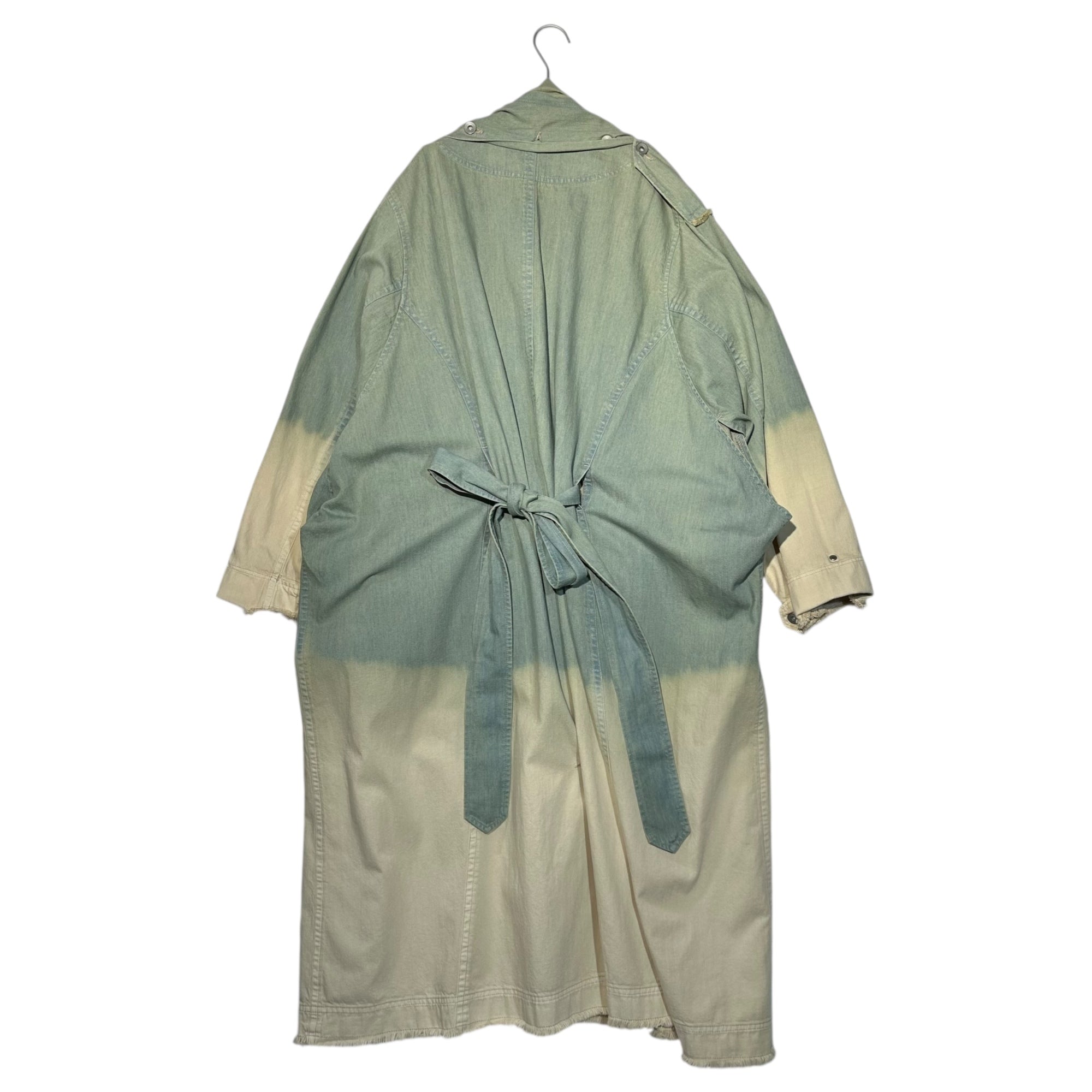 tac:tac(タクタク) 2WAY Stole Bleached Denim Long Coat ストール ブリーチ加工 デニム ロング コート TA11FA012 S ライトインディゴ×ホワイト