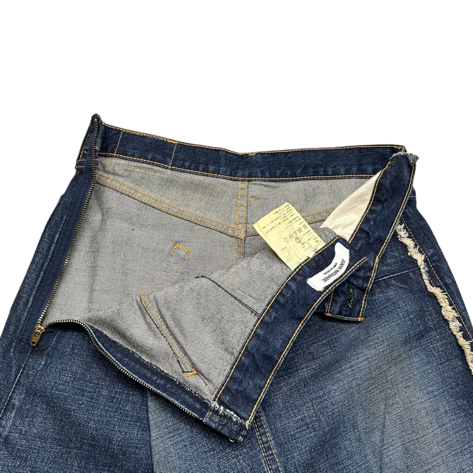 COMME des GARCONS JUNYA WATANABE(コムデギャルソンジュンヤワタナベ) 11SS Asymmetrical Design Denim Skirt アシンメトリー デザイン デニム スカート JZ-S201 L インディゴ AD2010 USED加工