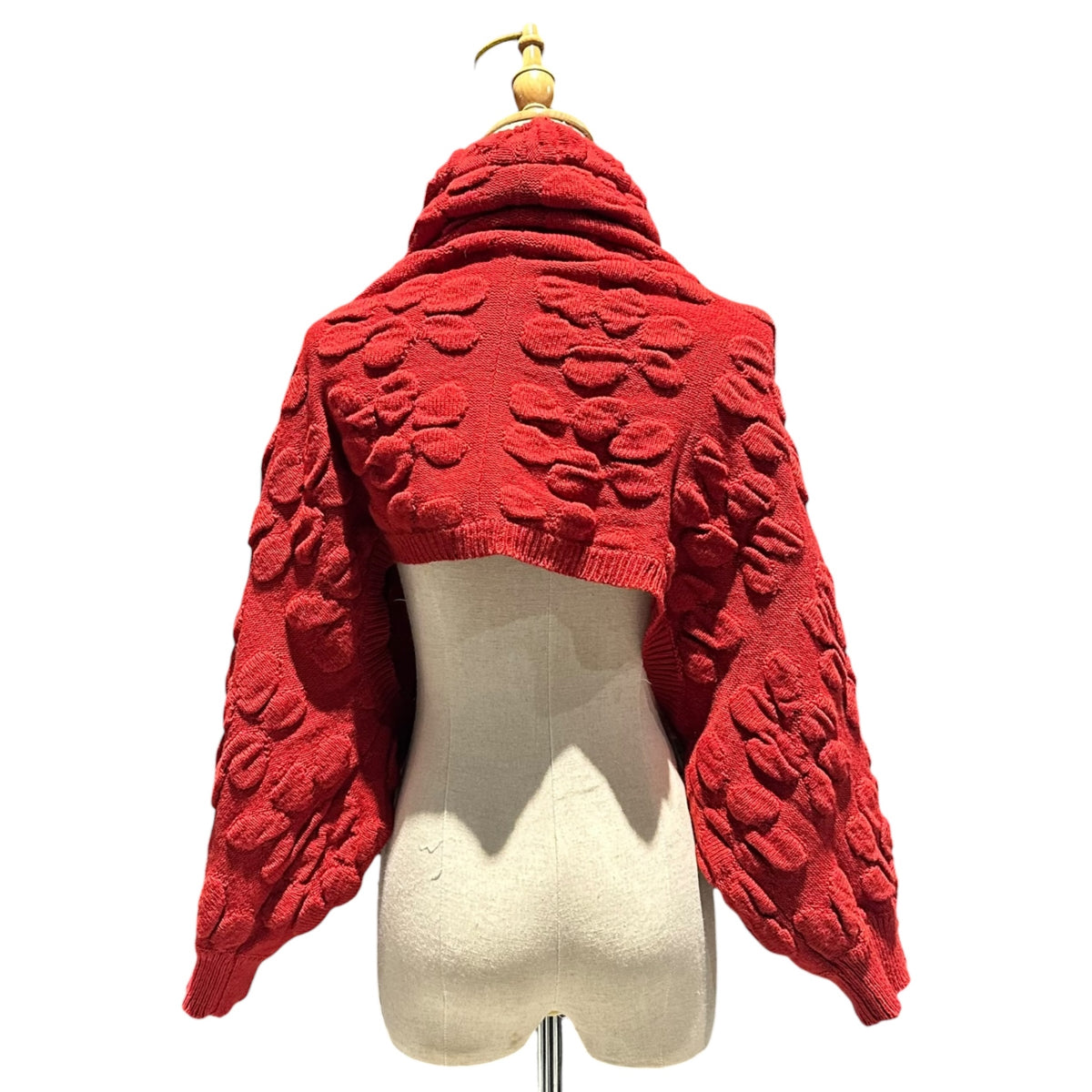 COMME des GARCONS(コムデギャルソン) 1996AW Floral-Woven Asymmetrical Short-Length Dolman Knit 花 織り 変形 ショート レングス ドルマン ニット GN-040220 FREE レッド AD1996 90s アーカイブ