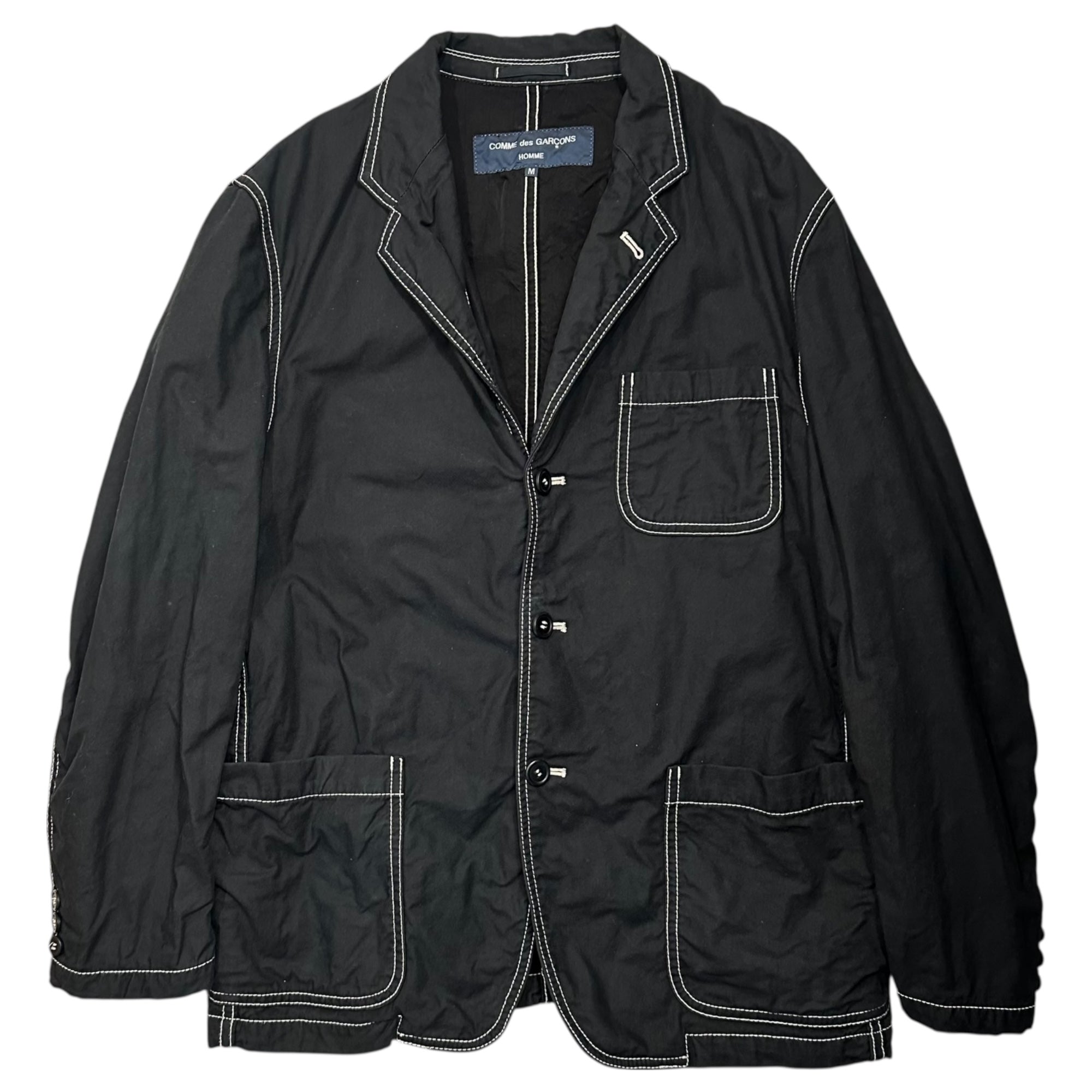 COMME des GARCONS HOMME(コムデギャルソンオム) 04SS Cotton 3B Coverall Jacket コットン 3ボタン カバーオール ジャケット HM-J005 M ブラック AD2003