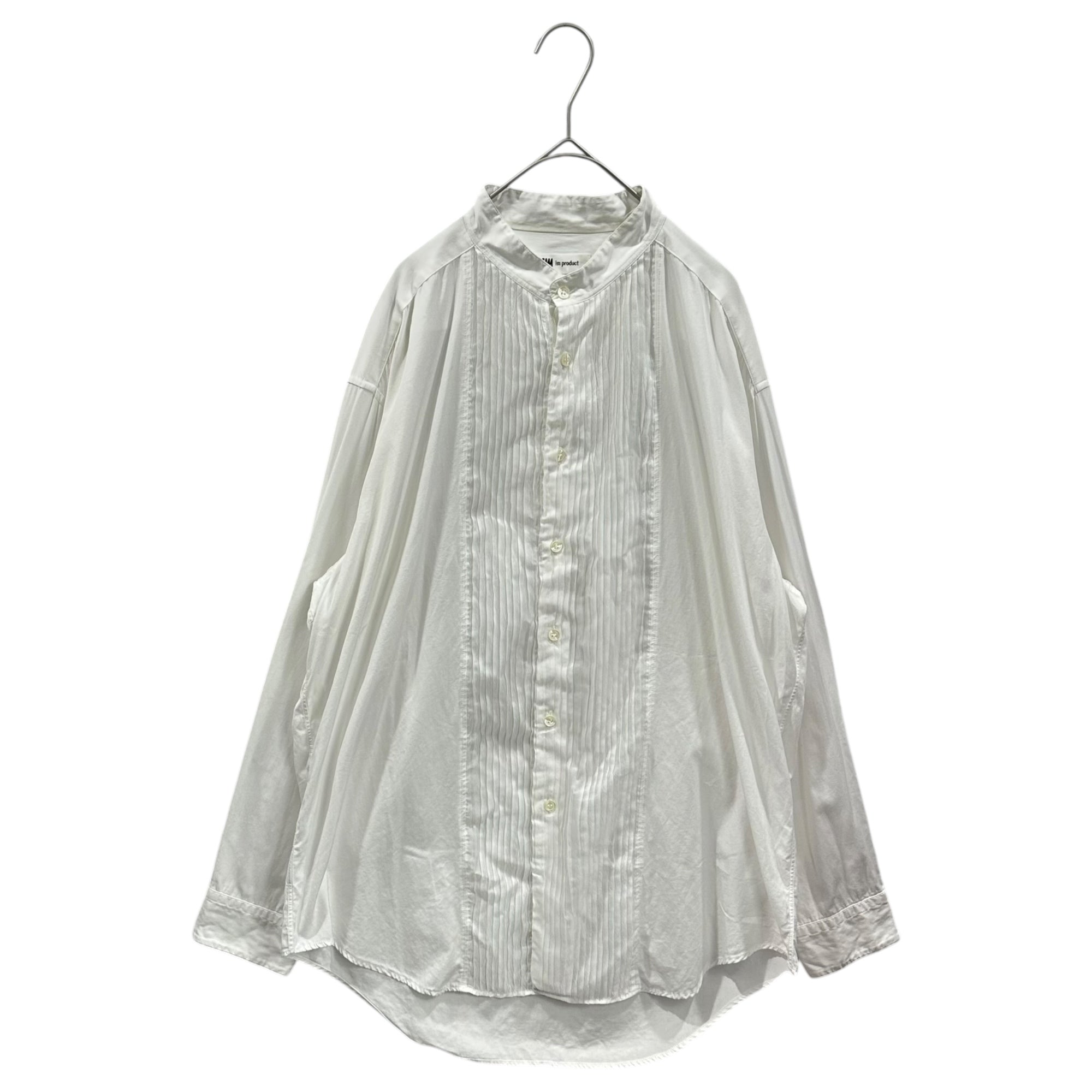 issey miyake im product(イッセイミヤケ アイムプロダクト) 1990's Band Collar Pinstripe Shirt バンドカラー ピンタック シャツ L ホワイト 90年代～ 長袖