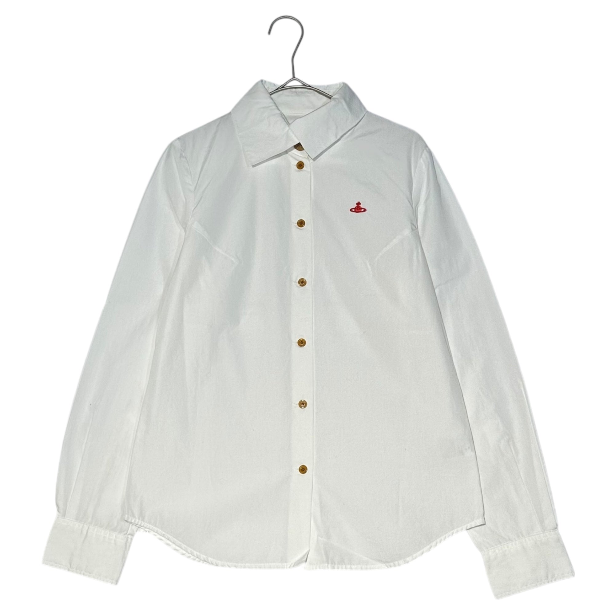 Vivienne Westwood RED LABEL(ヴィヴィアンウエストウッドレッドレーベル) Orb Logo Embroidered Long-Sleeve Shirt オーブ ロゴ 刺繍 L/S シャツ 16-03-862001 2 ホワイト