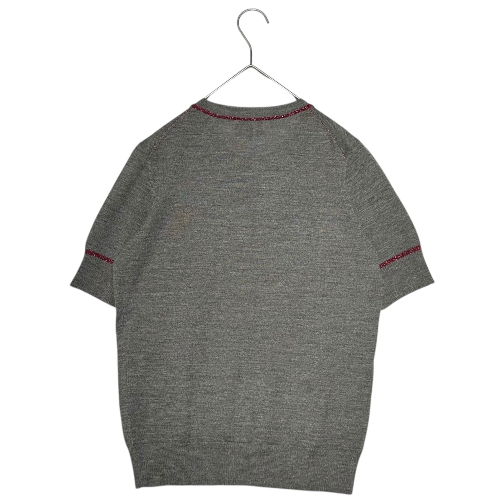 LANVIN COLLECTION(ランバン コレクション) Beaded Patch Decoration Ensemble Cardigan ビーズ ワッペン 装飾 アンサンブル カーディガン 38(M程度) グレー