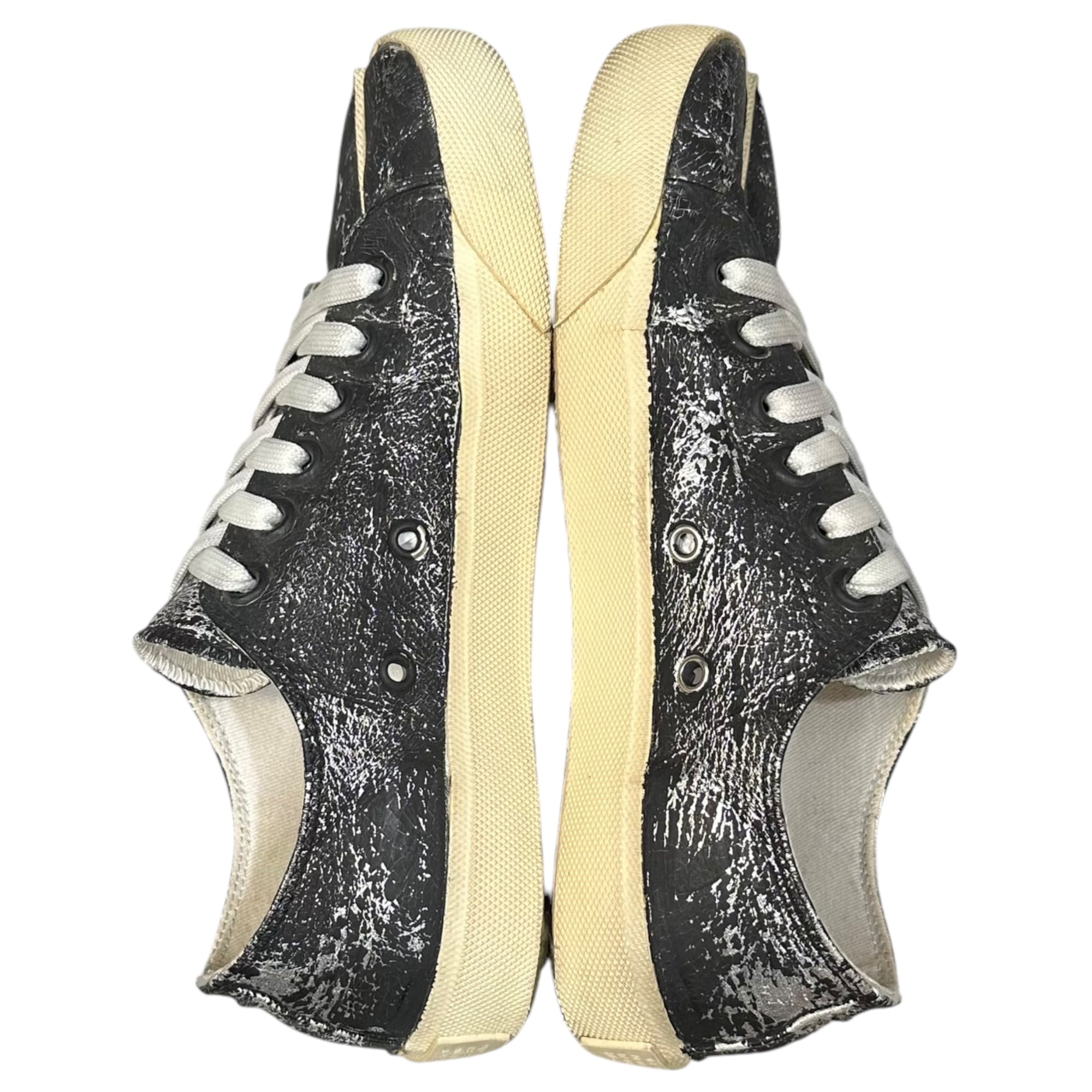 MAISON MARGIELA(メゾンマルジェラ) 2019AW TABI Canvas Sneakers 足袋 キャンバス スニーカー ペンキ S58WS0110 37(23.5～24.cm程度) ブラック×シルバー ローカット タビ