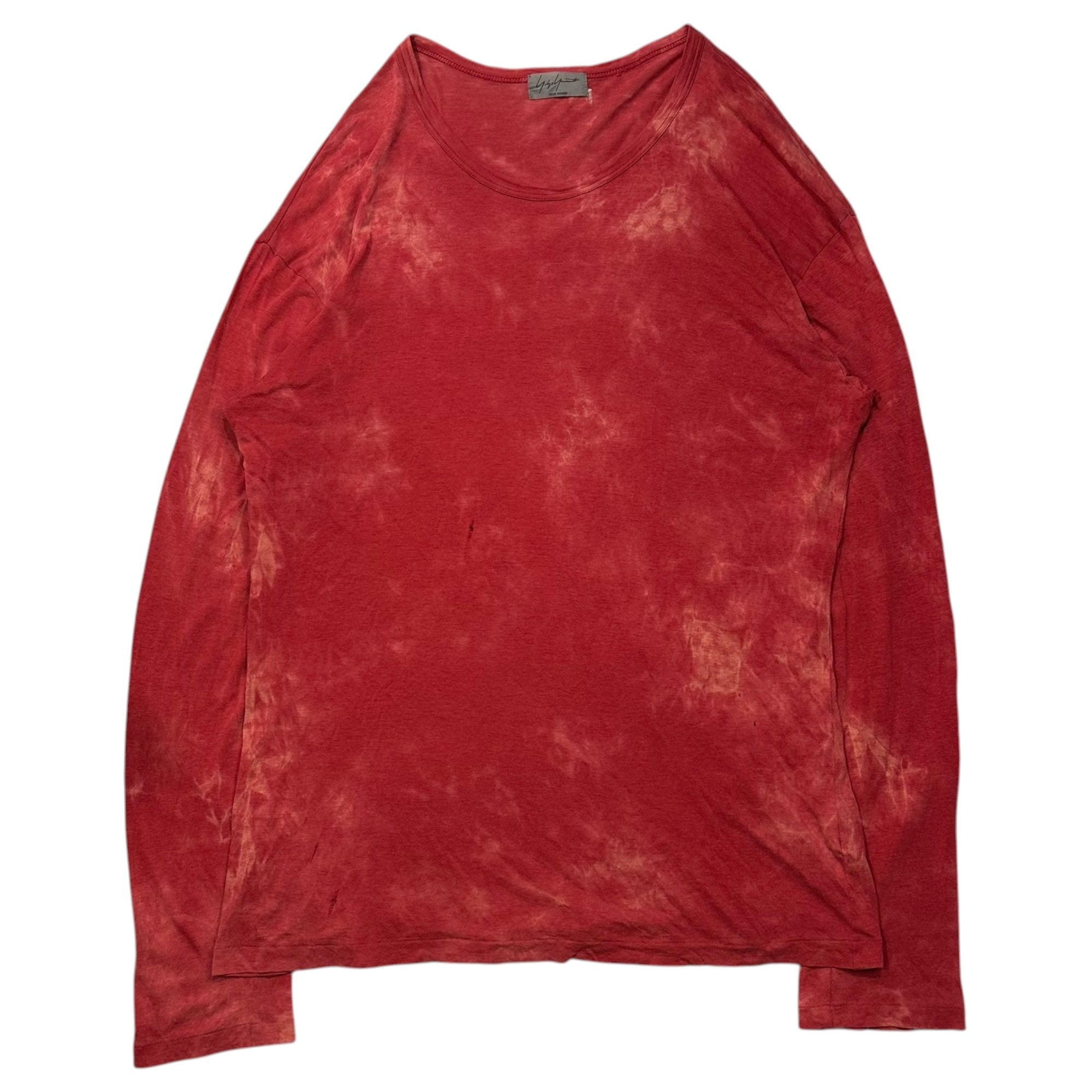 YOHJI YAMAMOTO POUR HOMME(ヨウジヤマモトプールオム) Tie-dye long-sleeved crew-neck cut and sewn タイダイ染め 長袖 クルーネック カットソー 品質表示タグが読み取れない為不明 3 レッド