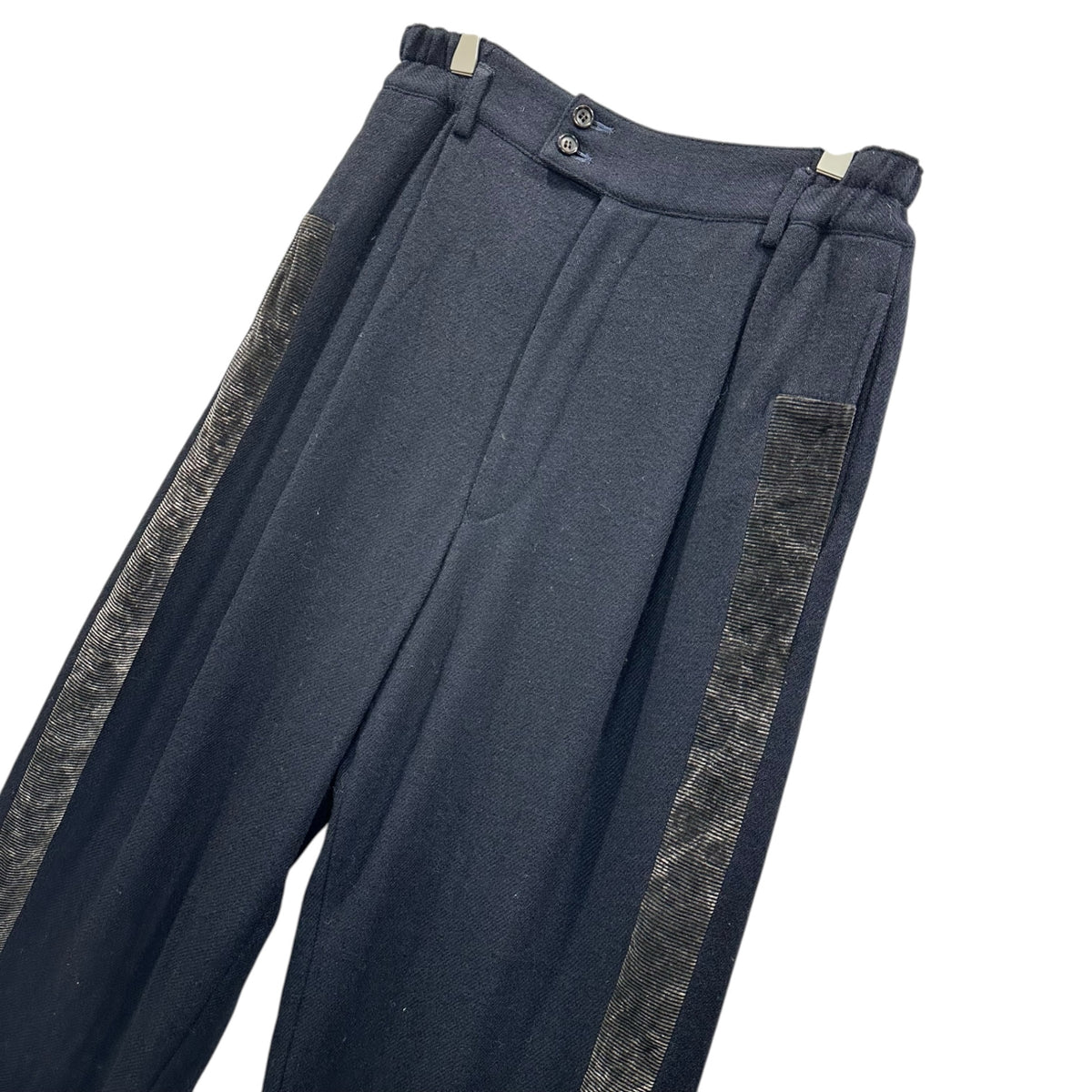 COMME des GARCONS HOMME PLUS(コムデギャルソンオムプリュス) 1996AW ”traditional” Wool-blend corduroy side-stripe pants コーデュロイ サイドライン ウール ワイド パンツ PP-04038 M ネイビー×グレー 90's 90年代 モッズ期 スラックス AD1996