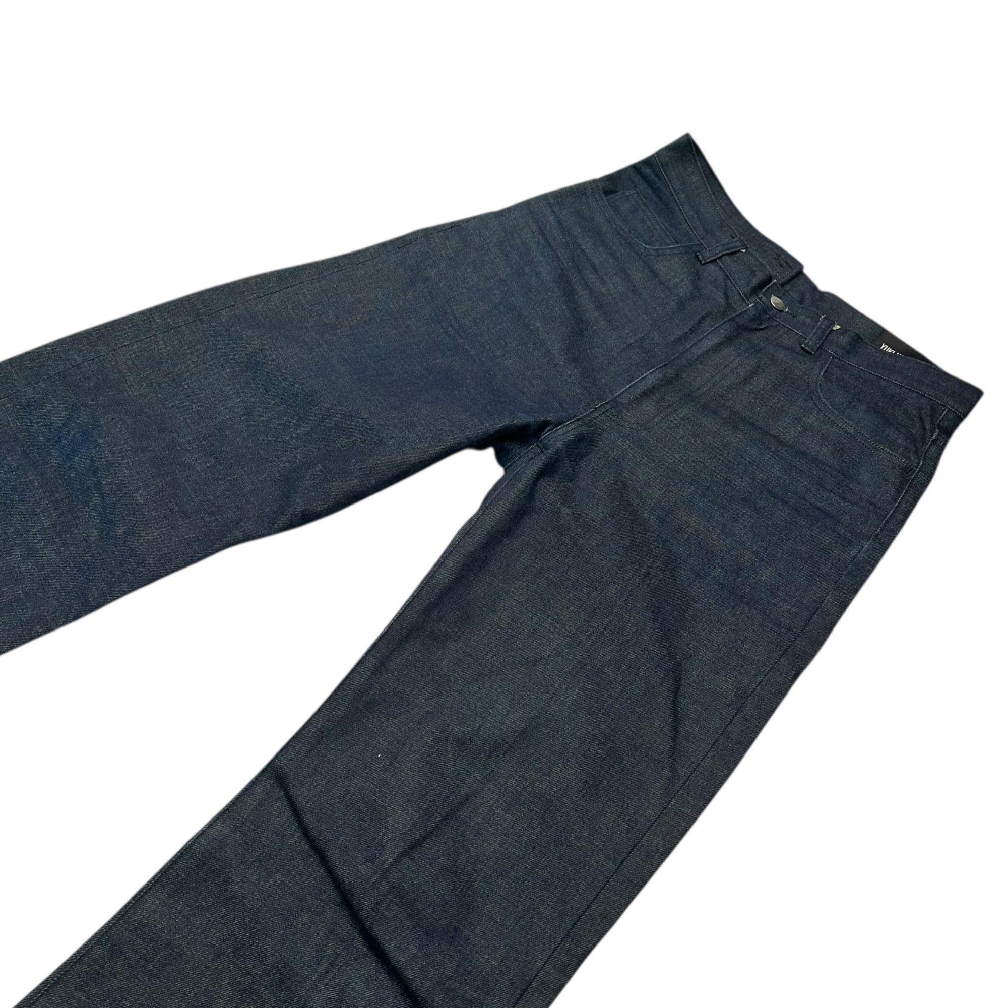 YUKI HASHIMOTO(ユウキハシモト) WORK DETAIL JEANS NAVY × GREEN ワークディテール ジーンズ デニム ロールアップ 201-01-0204 46(S~M程度) インディゴ