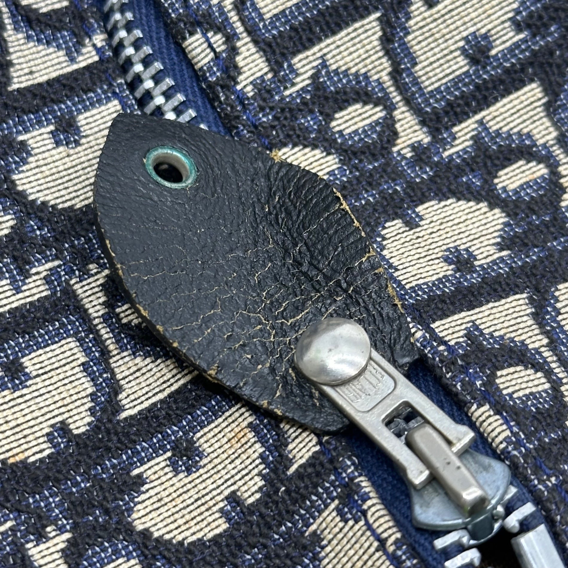 Christian Dior(クリスチャンディオール) Vintage Trotter Boston Bag ヴィンテージ トロッター ボストン バッグ アイボリー×ネイビー