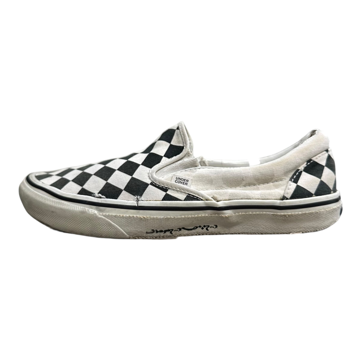 UNDERCOVER×VANS(アンダーカバー×バンズ) 2001SS "CHAOTIC DISCORD" SLIP-ON CHK ケーオティック ディスコード 期 スリッポン V98-J669 28cm ホワイト×ブラック 00's スニーカー チェッカーフラッグ