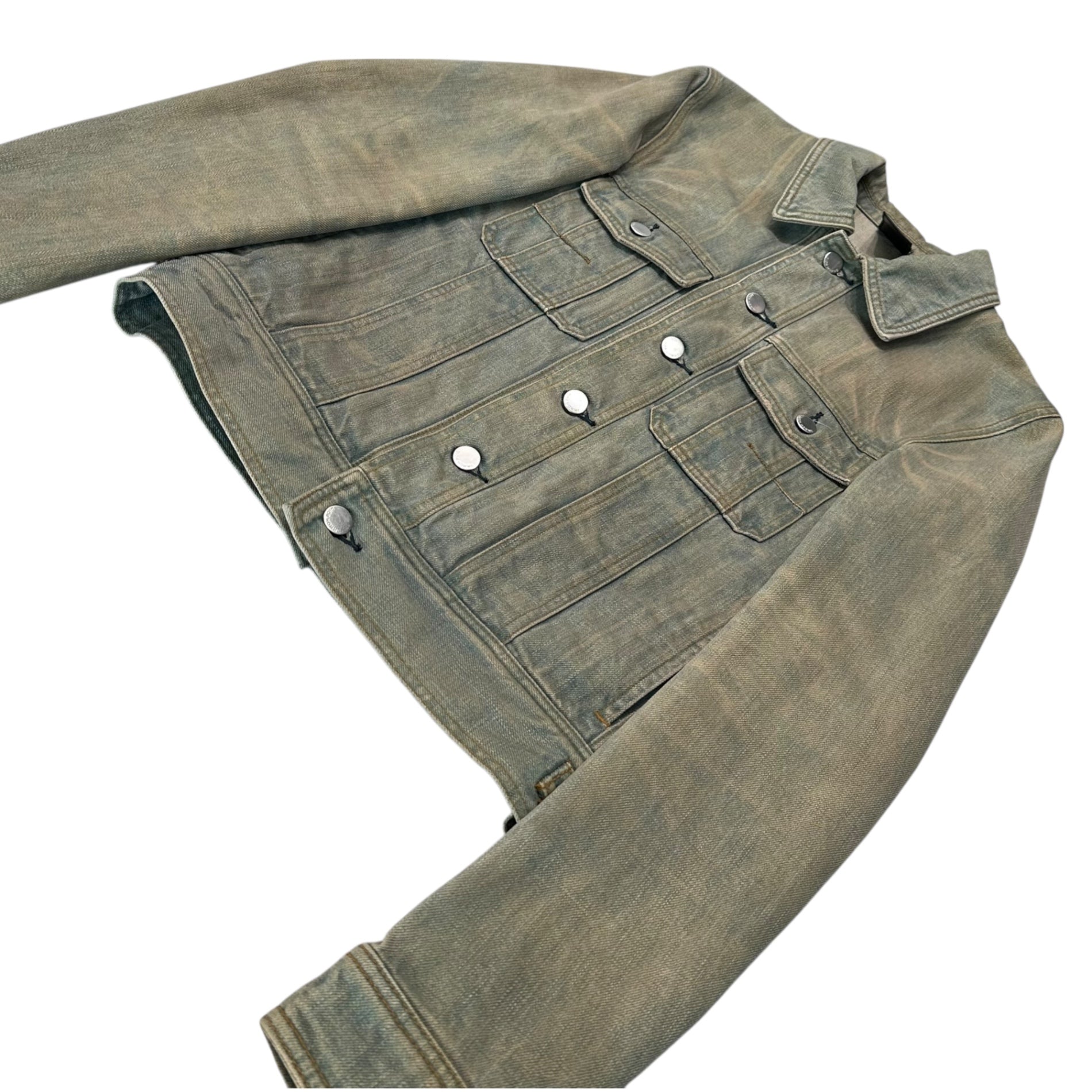 Dior HOMME(ディオールオム) 04SS by Hedi Slimane Clay Wax-Treated Denim Jacket 泥 ワックス 加工 デニム ジャケット 4EH1042688 46 スカイブルー アーカイブ エディ期