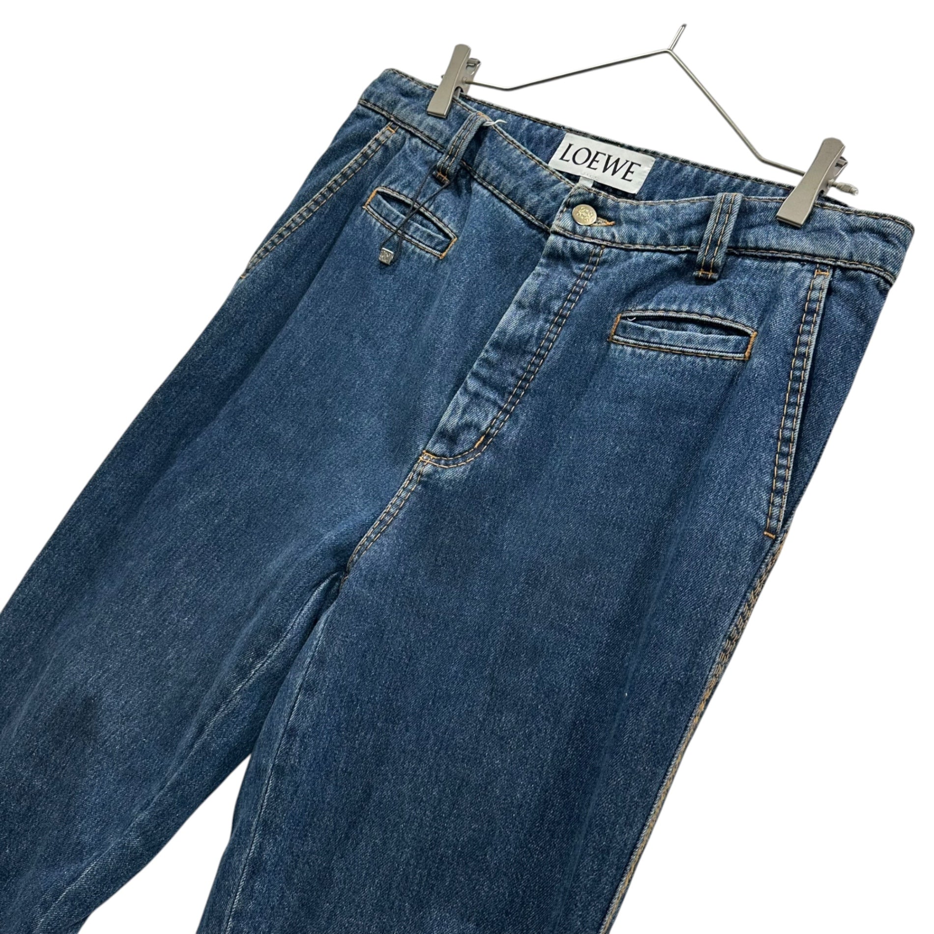 LOEWE(ロエベ) Fisherman Cotton Denim Straight Pants フィッシャーマン コットン デニム ストレート パンツ 28003861 40 インディゴ×ホワイト
