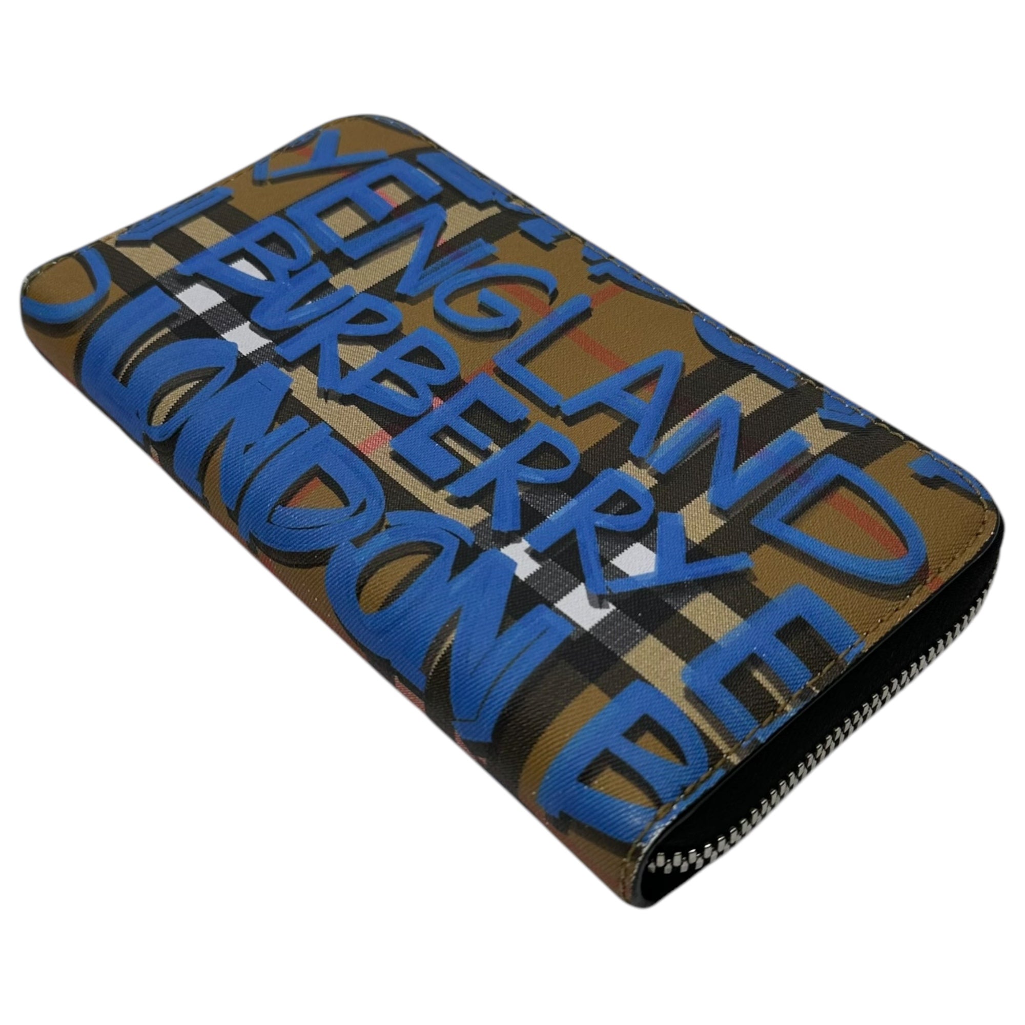 BURBERRY(バーバリー) 18AW Graffiti Nova Check Round Zip Wallet グラフィティ ノヴァ チェック ラウンド ジップ ウォレット TIVTIT1265 ブラウン×ブルー 長財布