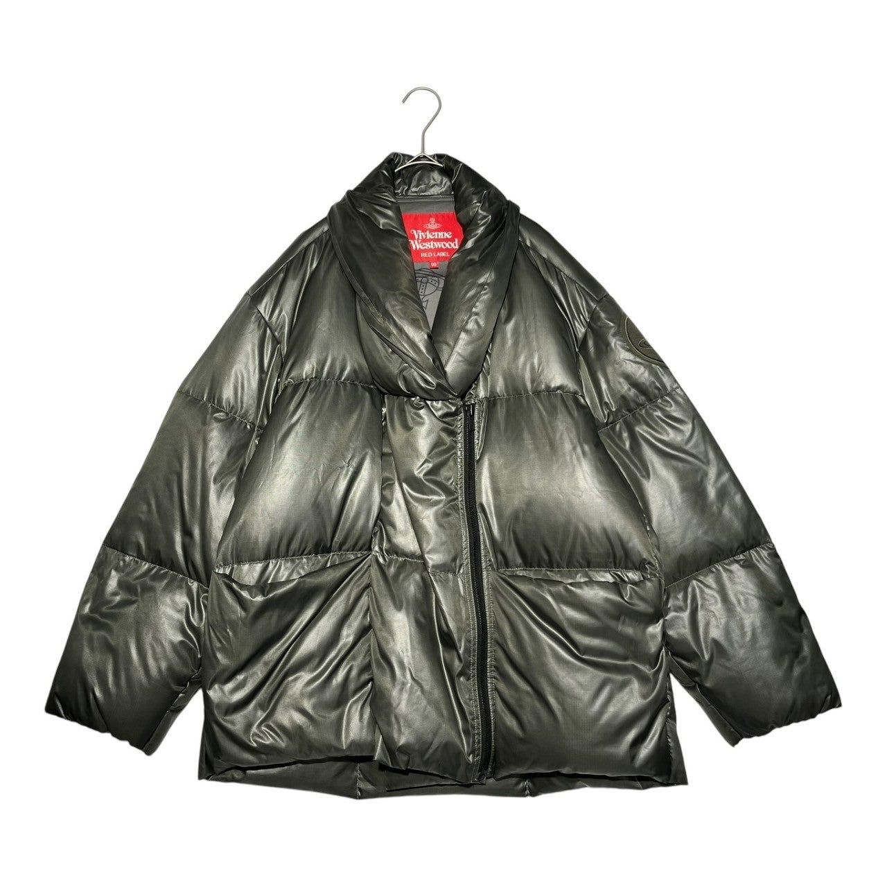 Vivienne Westwood RED LABEL(ヴィヴィアンウエストウッドレッドレーベル) Shawl collar orb logo patch down jacket ショールカラー オーブ ロゴ ワッペン ダウン ジャケット 16-12-412017 00(FREE) オリーブ