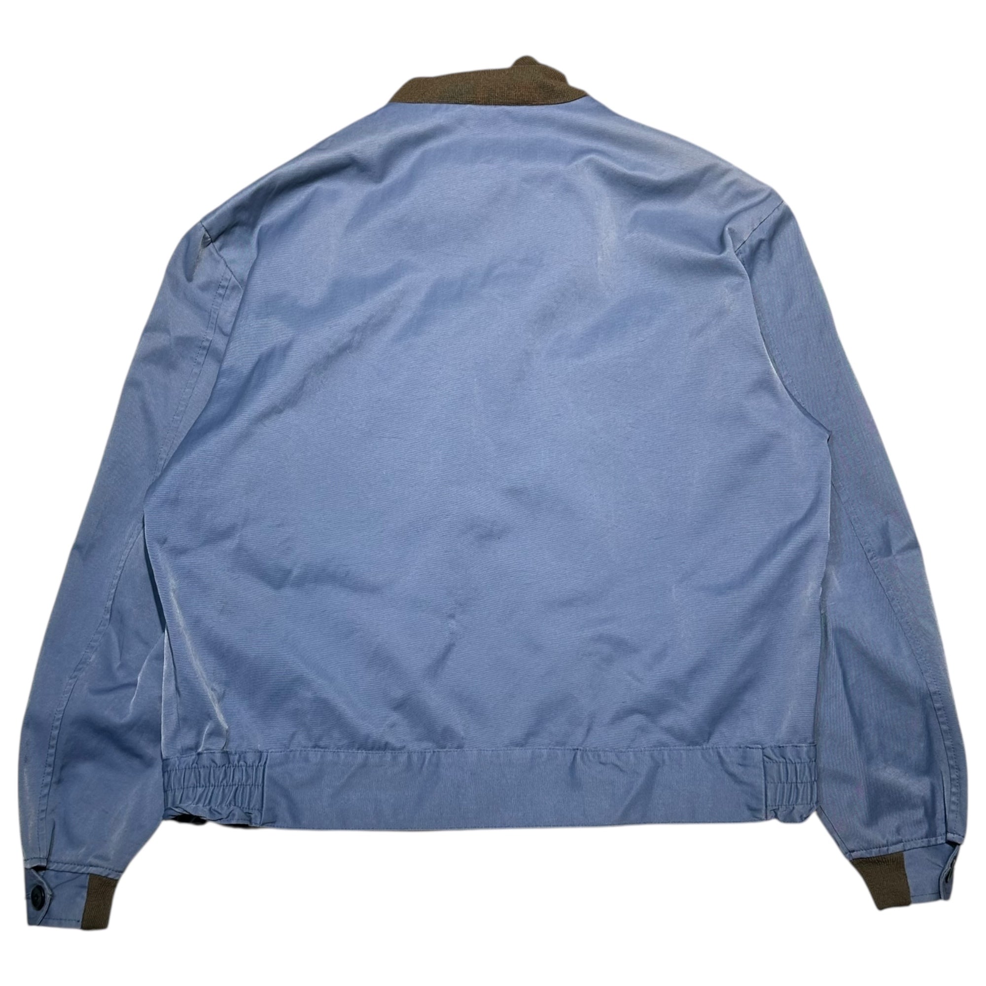 55DSL(フィフティーファイブディーエスエル) 90's Knit Rib Panel Nylon Zip-Up Jacket 90年代 ニットリブ 切替 ナイロン ジップアップ ジャケット L ブルー×ブラウン