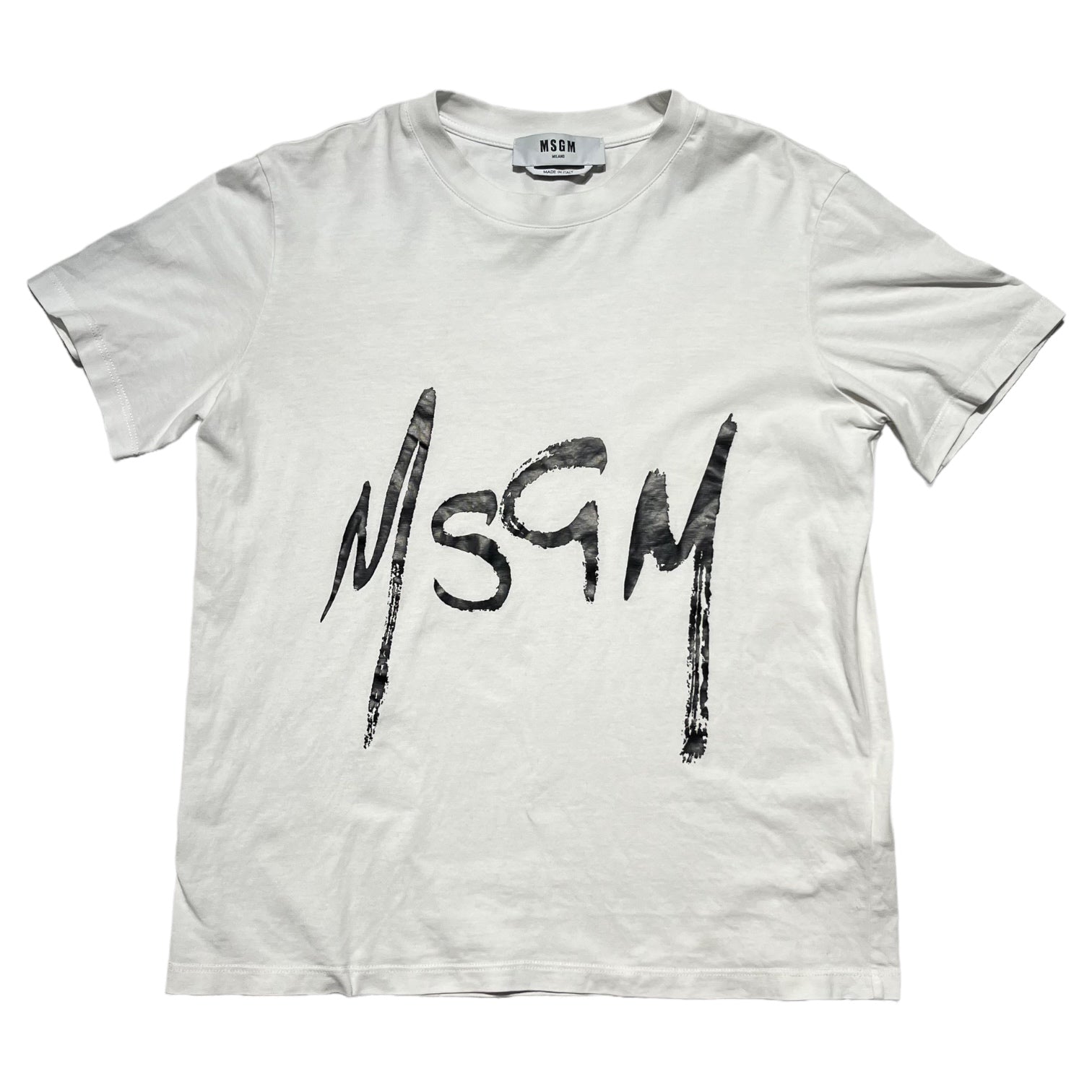 MSGM(エムエスジーエム) LOGO T-SHIRT ロゴ Tシャツ S ホワイト×ブラック