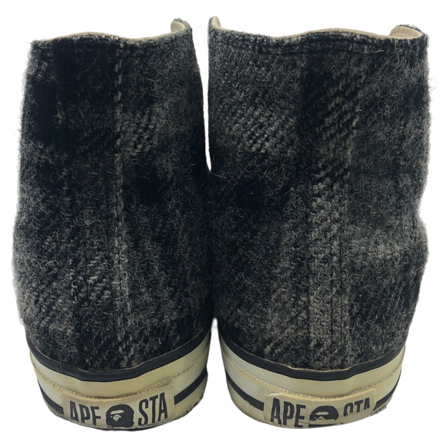 A BATHING APE × Harris Tweed (アベイシングエイプ×ハリスツイード) BAPE STA wool sneakers HI ベイプ スタ ウール スニーカー  ハイカット 26.0cm グレー