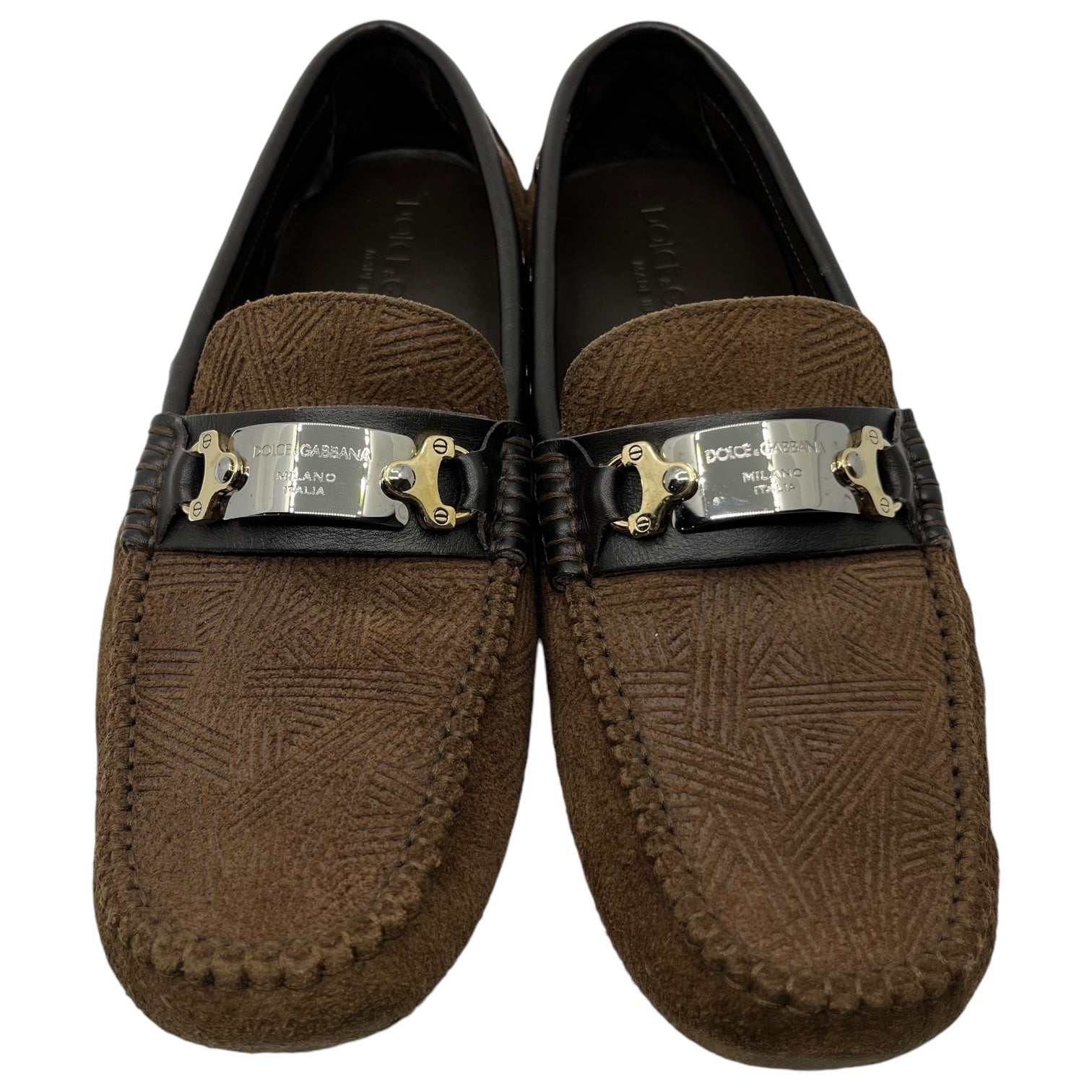 DOLCE&GABBANA(ドルチェ&ガッバーナドルガバ) Logo plate bit loafers ロゴプレート ビットローファー  7(26cm程度) ブラウン レザー 本革 ドライビングシューズ