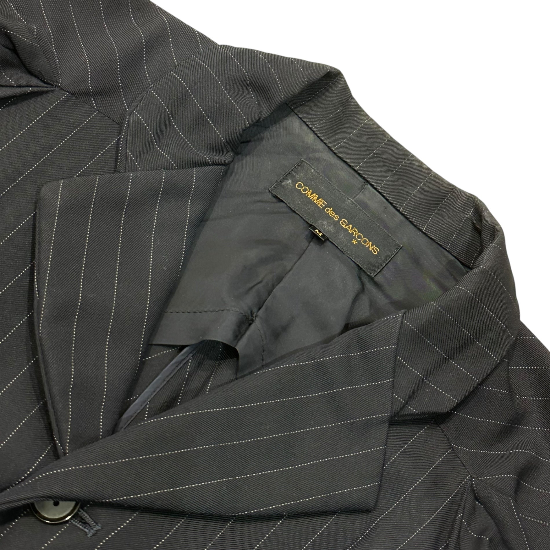COMME des GARCONS(コムデギャルソン) 92aw  Modified striped 3B tailored jacket 変形 ストライプ 3B テーラードジャケット GJ-11007M M ダークネイビー AD1992