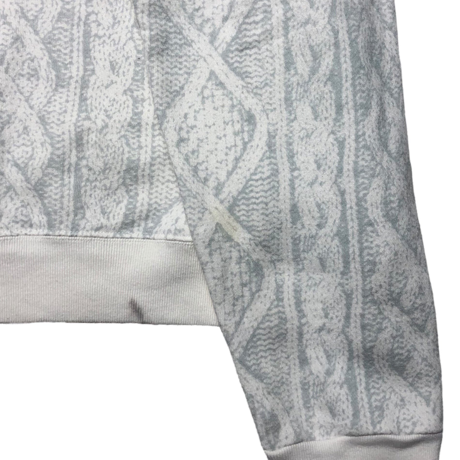 GOODENOUGH(グッドイナフ) 00's cable knit print pullover hoodie ケーブルニットプリント プルオーバー パーカー M アイボリー×グレー  藤原ヒロシ
