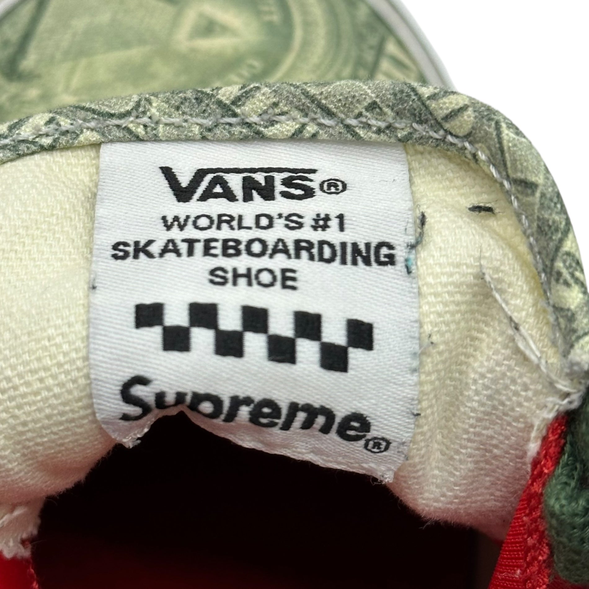 SUPREME×VANS(シュプリーム×ヴァンズ) SKATE ERA DOLLAR BILL GREEN エラ ダラー ビル グリーン 721454 27.5cm グリーン バンズ コラボ