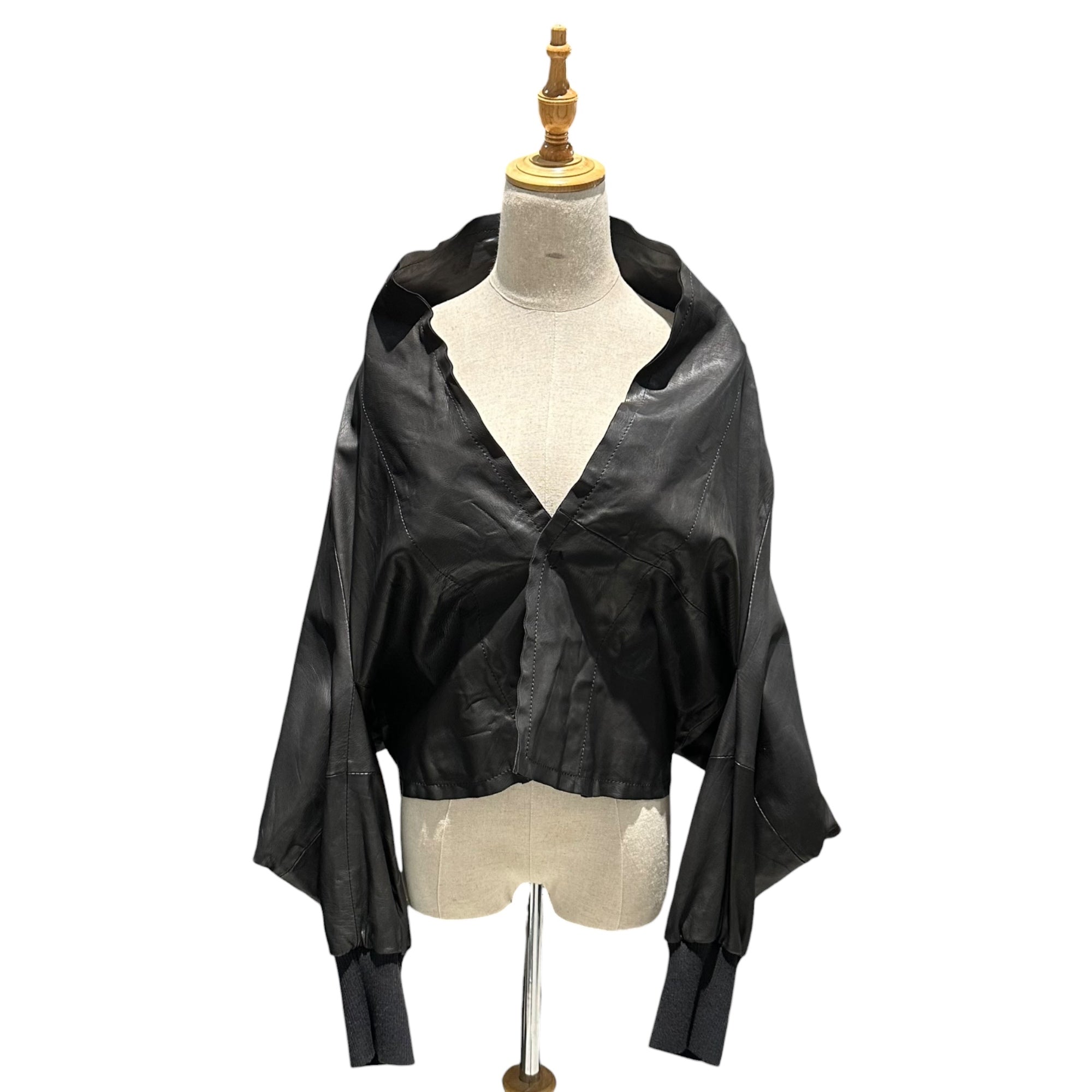 Y's(ワイズ) “Haori” Dolman-Sleeve Cowhide Leather Jacket 「羽織」 ドルマン スリーブ カウレザー ジャケット YW-J33-710 1(S程度) ブラック 男性着用可能
