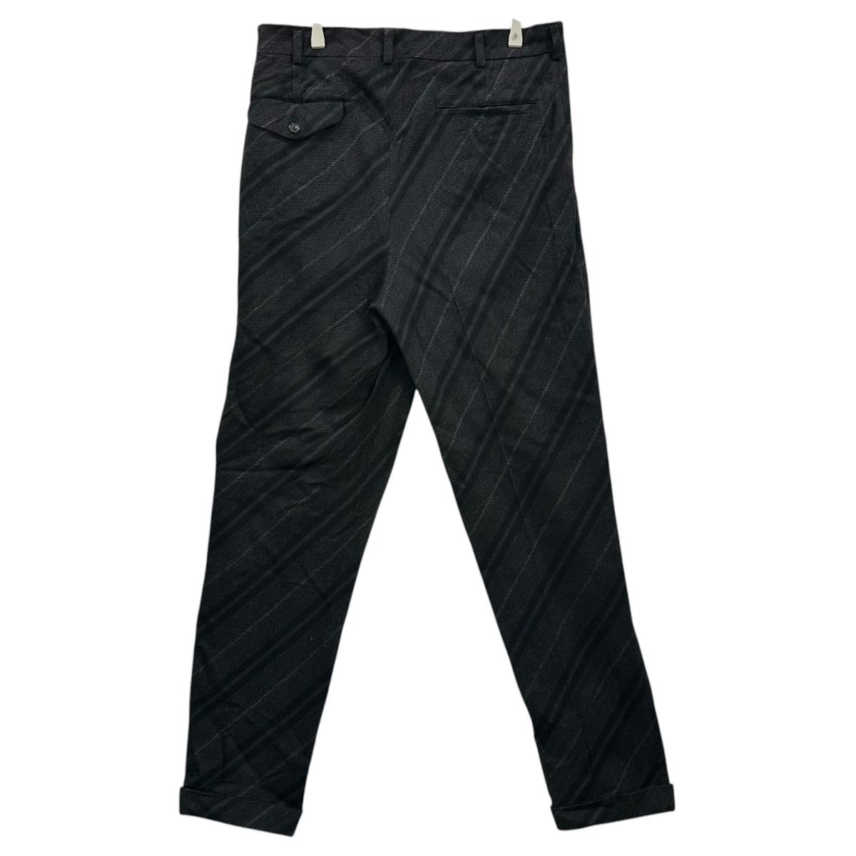COMME des GARCONS HOMME PLUS(コムデギャルソンオムプリュス) 1997AW Diagonal-Striped Wool Slacks with One Pleat 斜め ストライプ ウール 1タック スラックス PP-04005M M チャコールグレー×ネイビー AD1997 90年代 アーカイブ