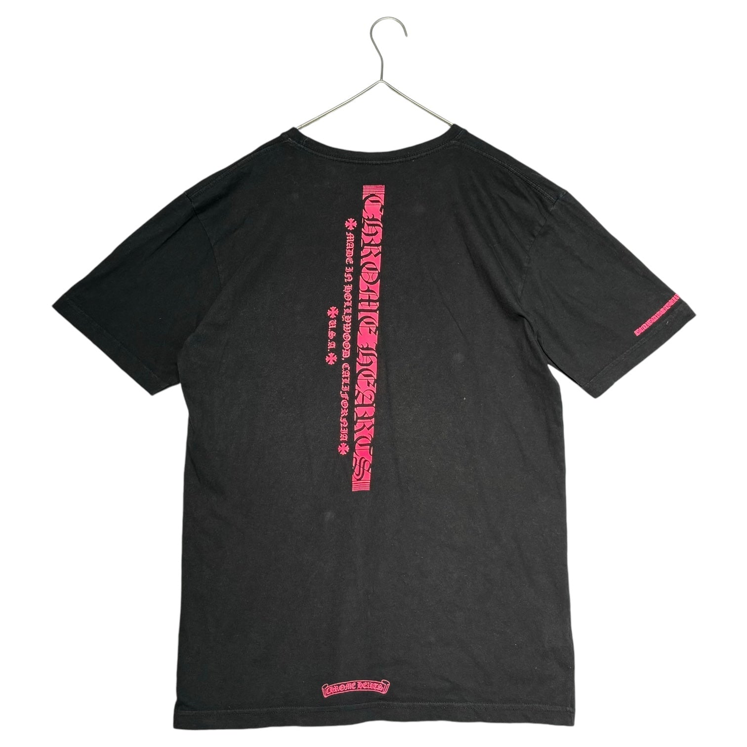 CHROME HEARTS(クロムハーツ) NEON PINK STRIPE LOGO TEE ネオピンク ストライプロゴTシャツ 2212-304-0788 L ブラック×ピンク