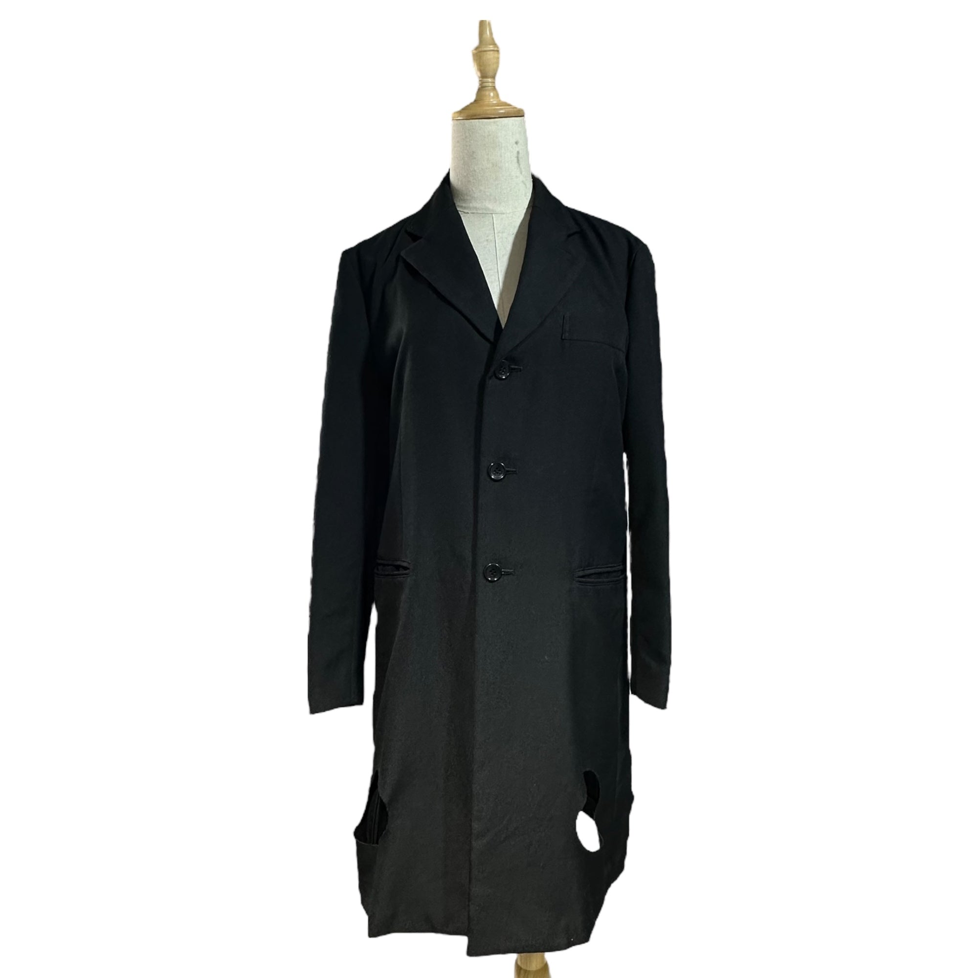 BLACK COMME des GARCONS(ブラックコムデギャルソン) 19SS Hem with Eyelet Details Long Jacket 裾 穴加工 ロング ジャケット 1C-J010 M ブラック AD2018