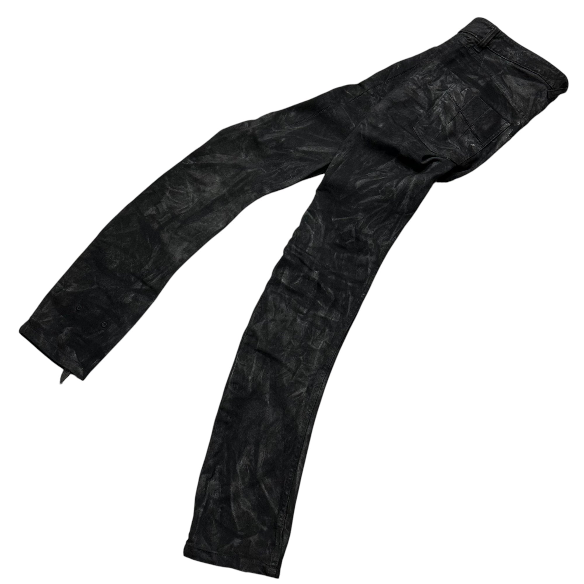11 BY BORIS BIDJAN SABERI(イレブンバイボリスビジャンサベリ) Slim-Fit Coated Denim Pants タイトフィット コーティング デニム パンツ S ブラック バナナカット