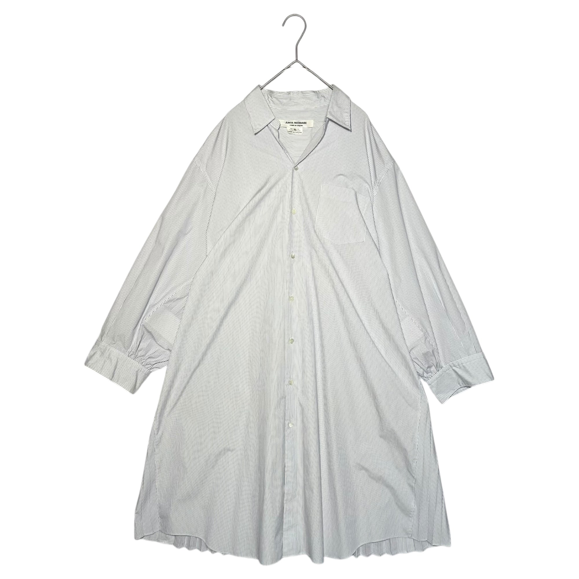 COMME des GARCONS JUNYA WATANABE(コムデギャルソンジュンヤワタナベ) 18AW Back Pleated Striped Shirt Dress バルーン スリーブ バック プリーツ ストライプ シャツ ワンピース JB-O024 XS ホワイト AD2018