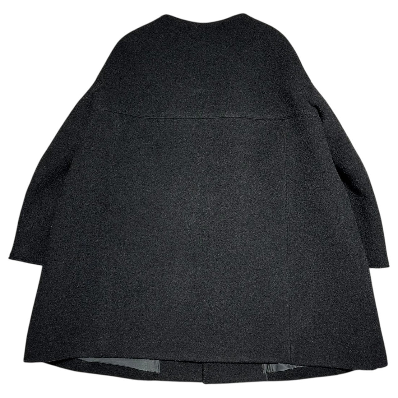 COMME des GARCONS JUNYA WATANABE(コムデギャルソンジュンヤワタナベ) 17AW Three-dimensional flare melton collarless coat/立体フレアノーカラーメルトンコート/ウール JT-J050 S ブラック AD2017