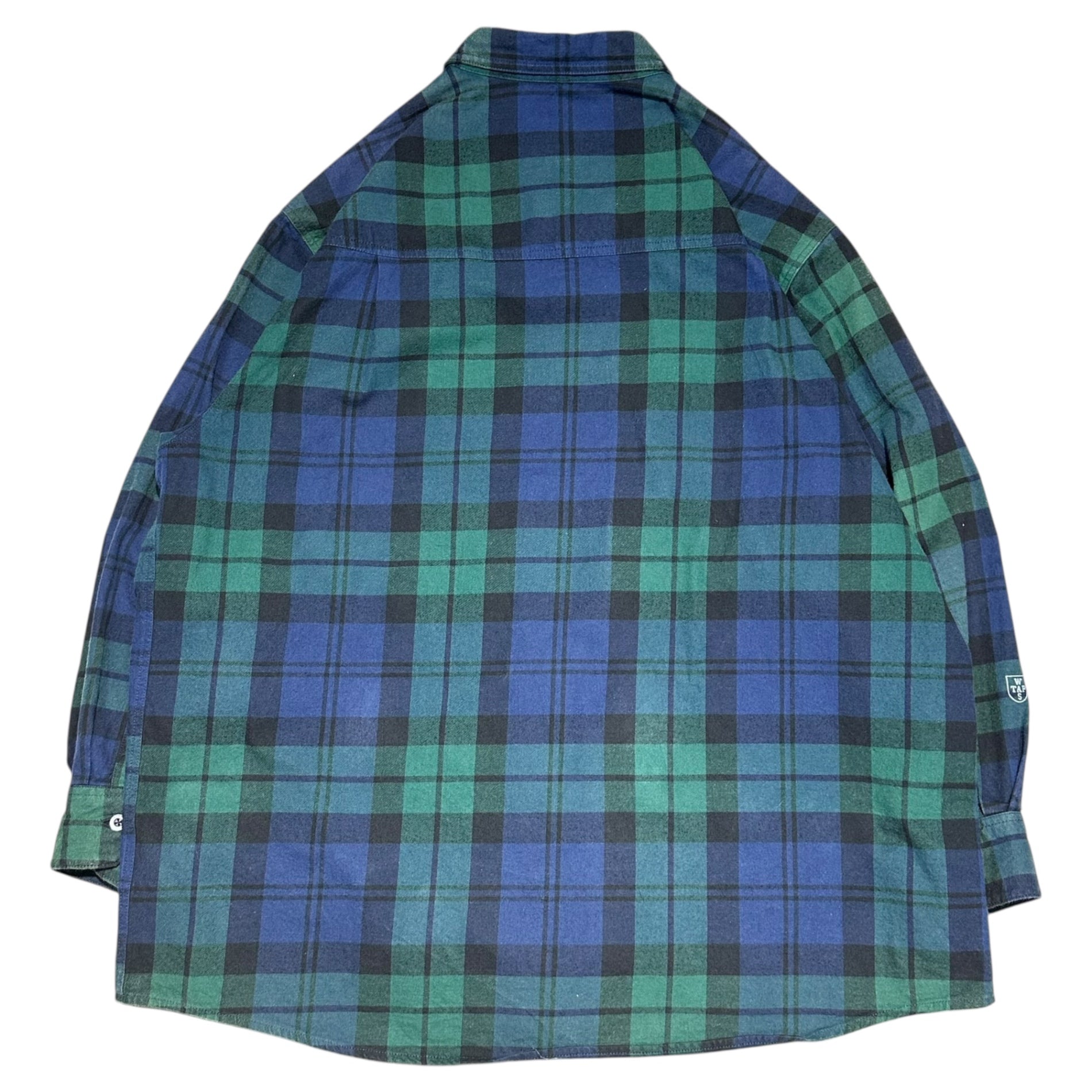 WTAPS(ダブルタップス) 22AW Deck LS Cotton. Flannel. Textile. Crst "Green" フランネル チェック シャツ 222TQDT-SHM01 03 ネイビー×グレー