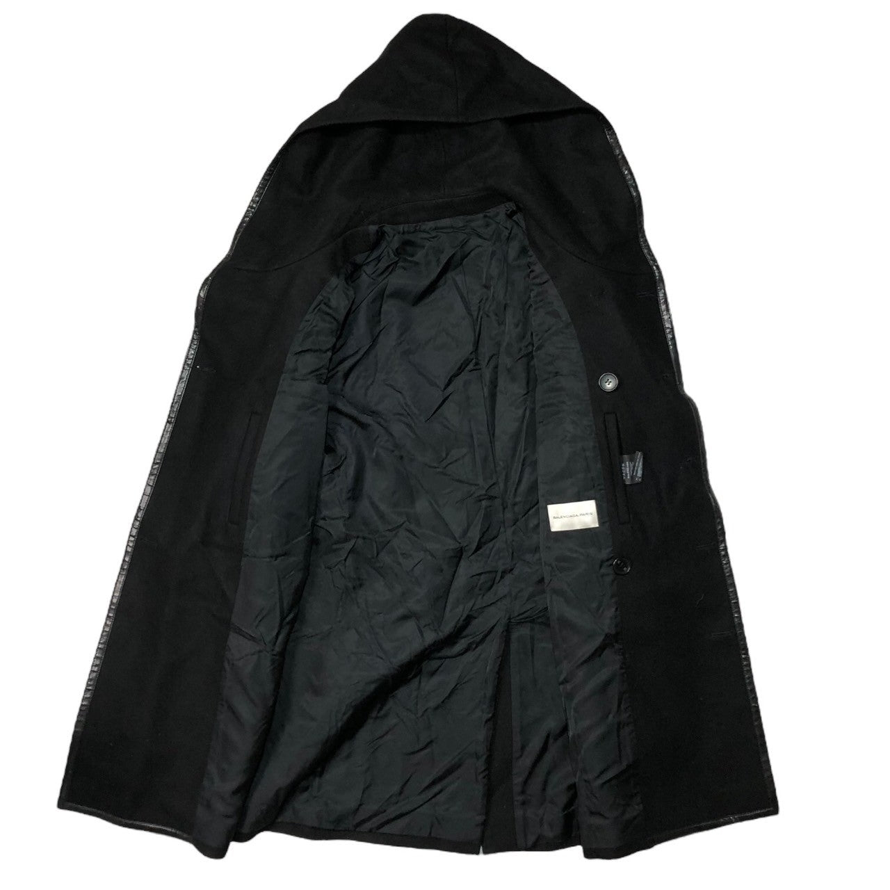 BALENCIAGA(バレンシアガ) 13AW hooded melton coat フーデッド メルトンコート UP57 2013 00637 SIZE 46(S) ブラック テープ部劣化有