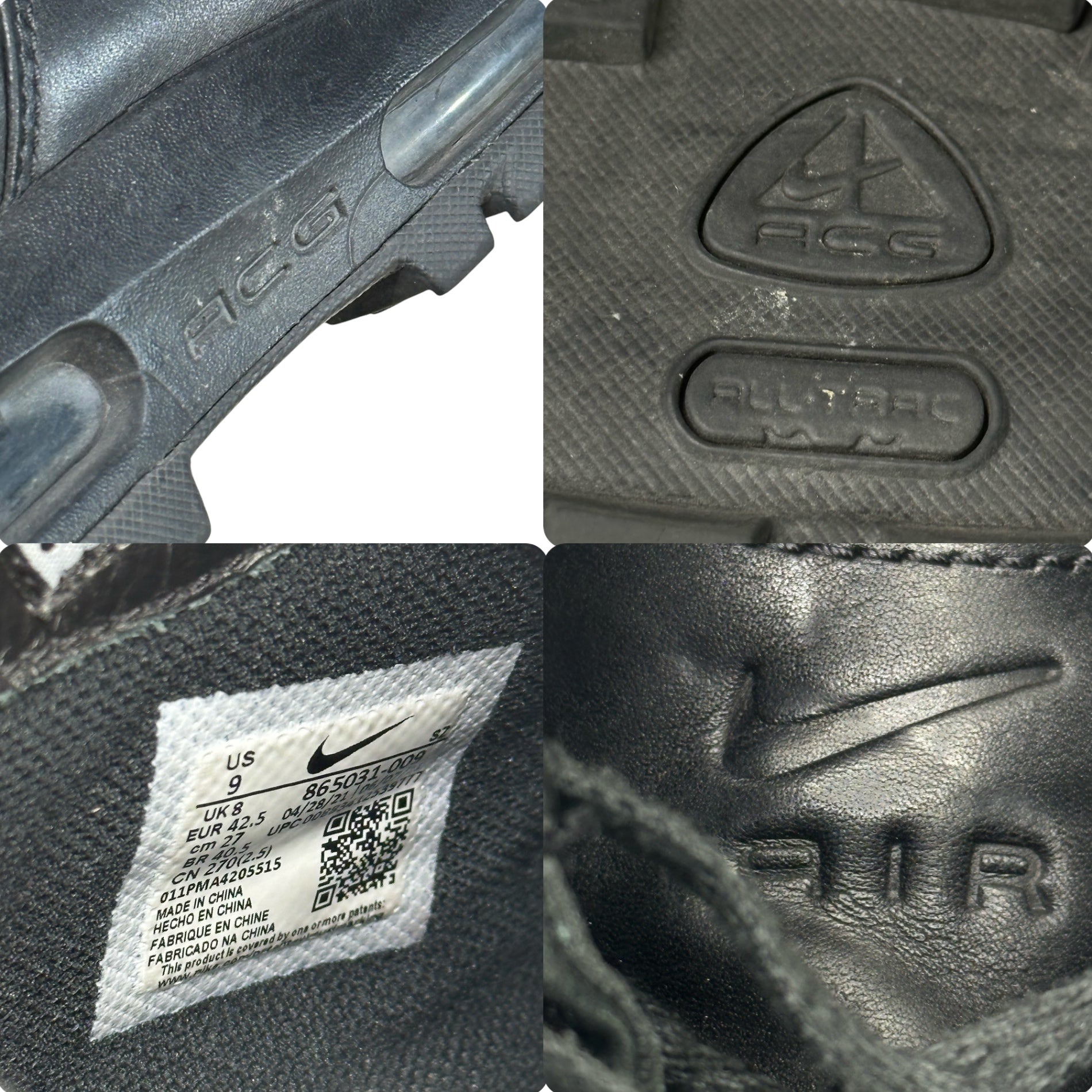 NIKE ACG(ナイキエーシージー) Air Max Goadome "Black" エアマックス ゴアドーム レザー ハイカット スニーカー 865031-009 27cm ブラック ブーツ