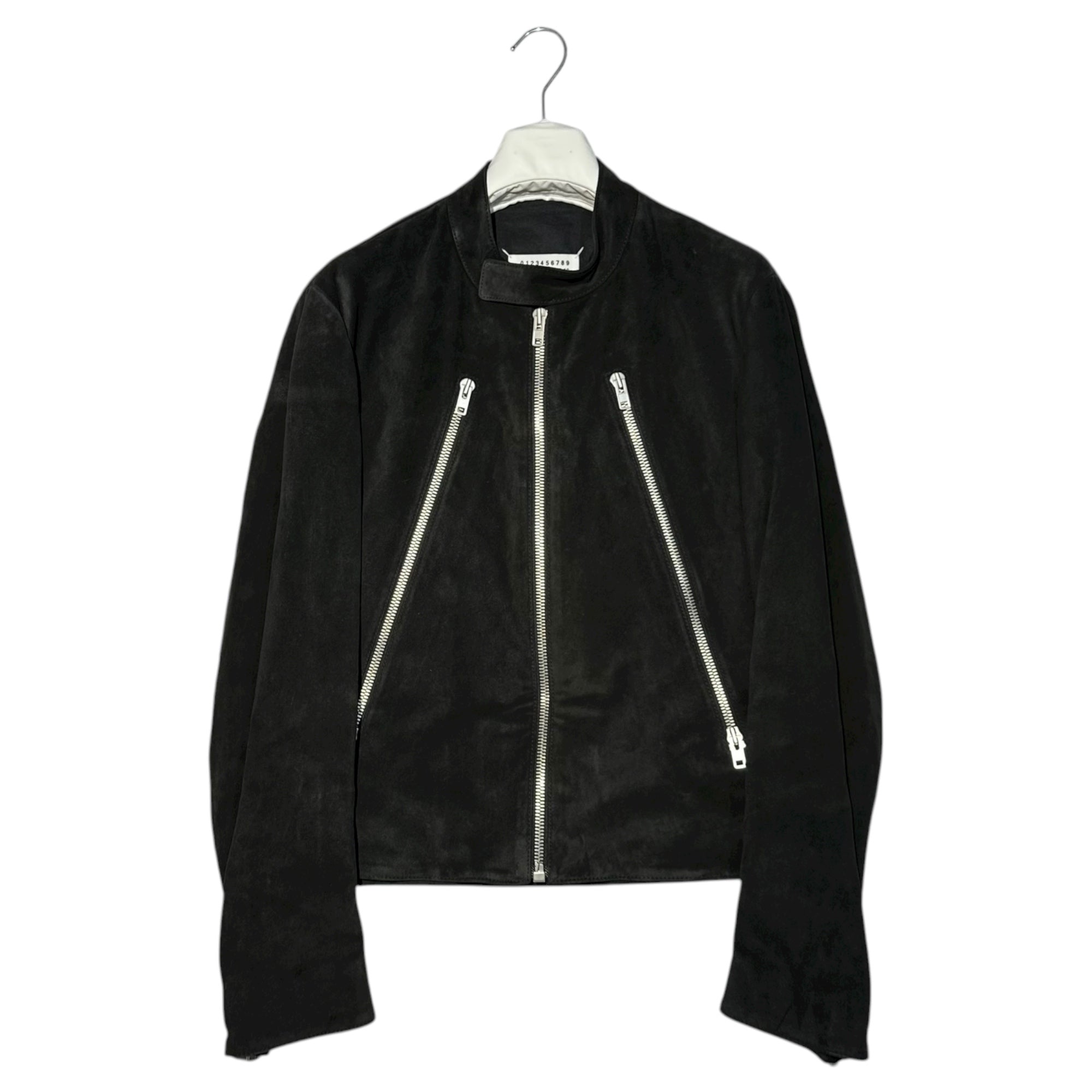 MAISON MARGIELA(メゾンマルジェラ) 24AW 5ZIP LEATHER JACKET - Black Suede 5ジップ レザー ジャケット スウェード S50AM0622 46(S程度) ブラック 八の字 ライダース