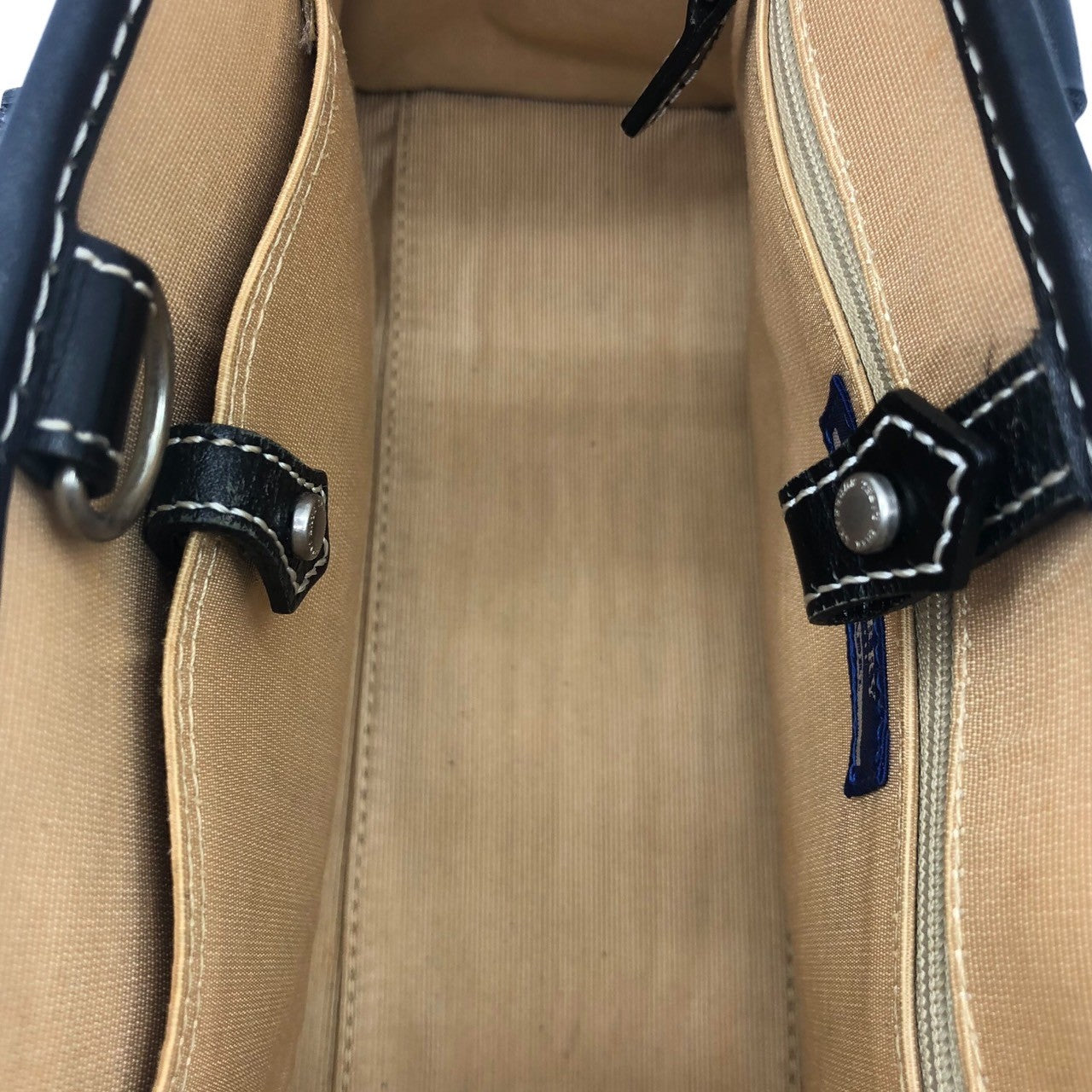 BURBERRY BLUE LABEL(バーバリーブルーレーベル) サイド ノバチェック キャンバス レザー ハンド バッグ ZA440-635-09  ネイビー×ブラック×ベージュ トート 鞄