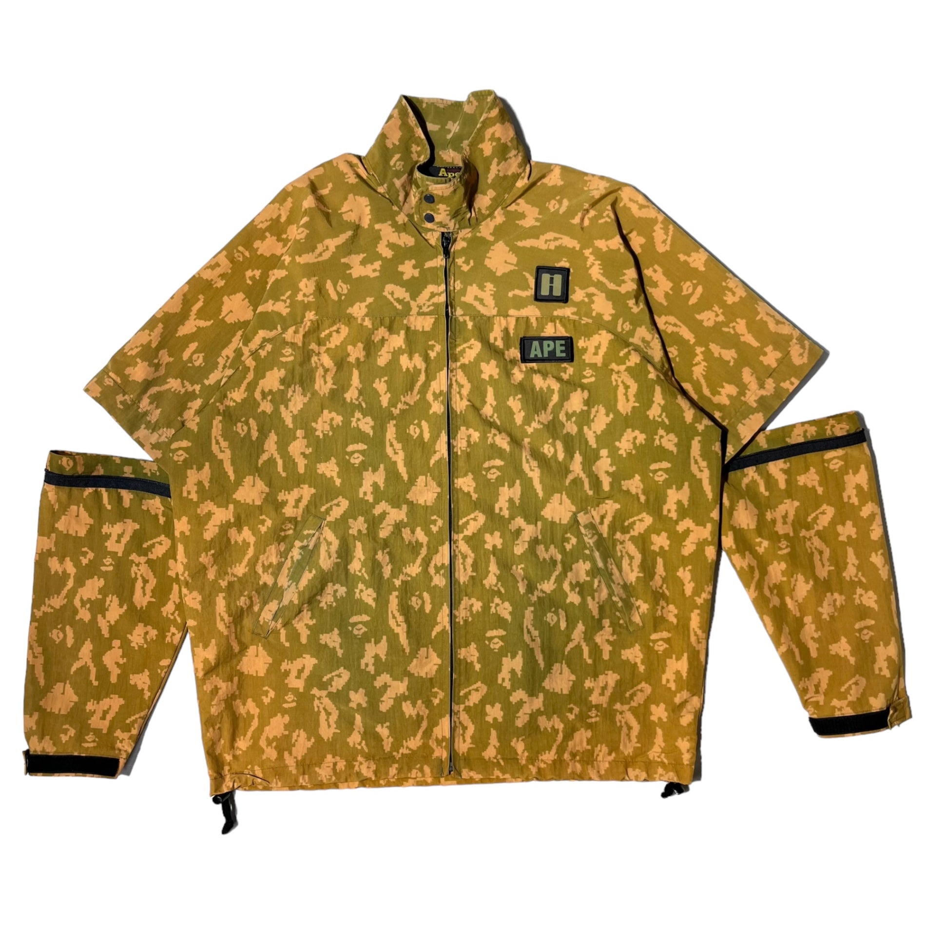 A BATHING APE(アベイシングエイプ) 00's 2WAY digital camo nylon jacket デジタル カモ ナイロン ジャケット L カーキ Y2K