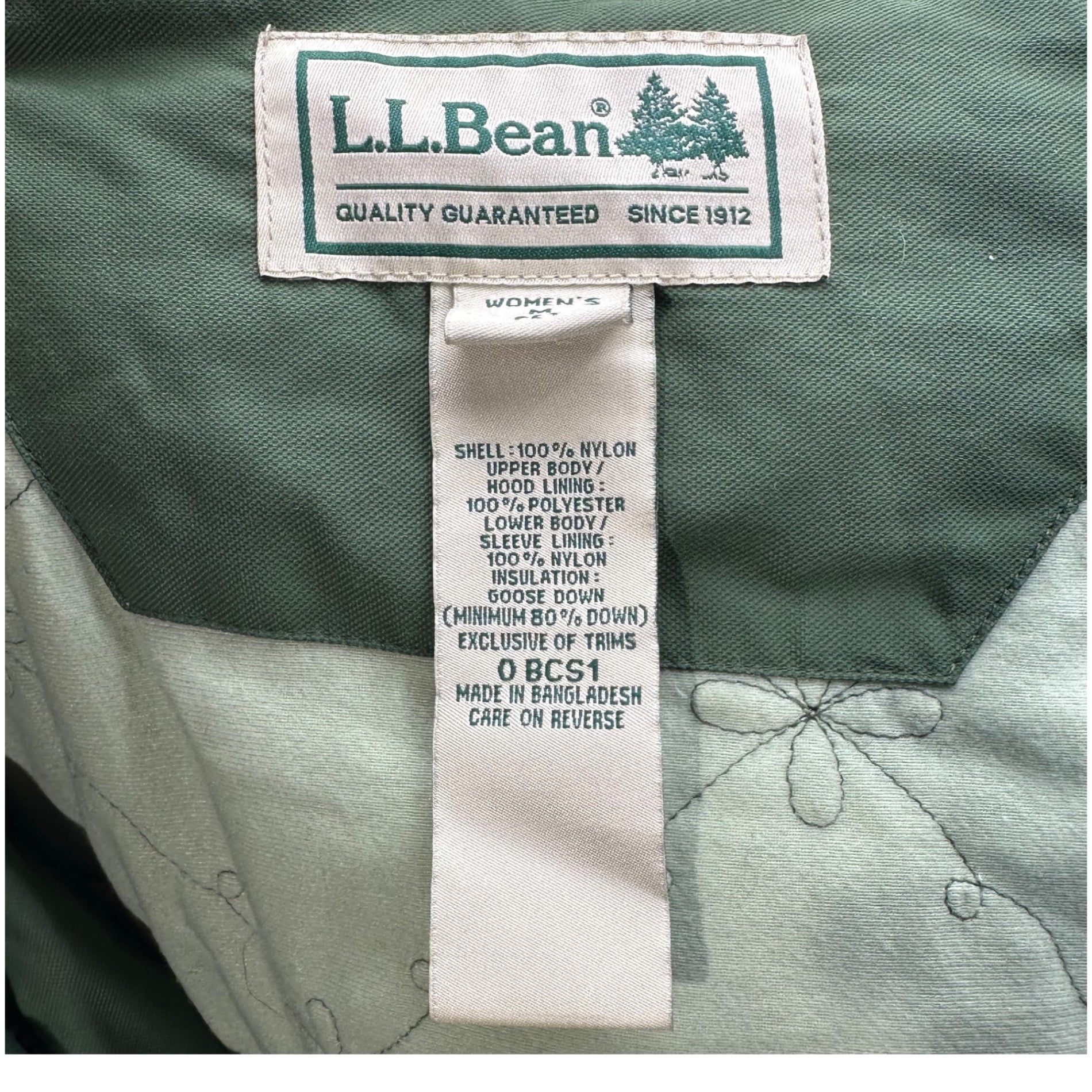 L.L.BEAN(エルエルビーン) Fur Decoration Inside Floral Embroidery Old Down Jacket ファー装飾 内側 花刺繍 オールド ダウン ジャケット 0 BCS1 M カーキ