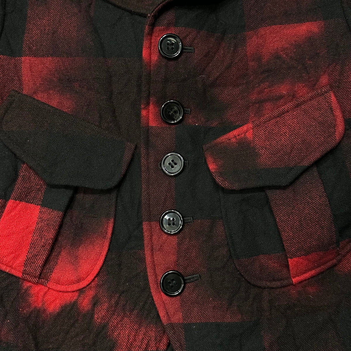 Y's(ワイズ) Buffalo Check Short Wool Jacket バッファローチェック ショートレングス ウール ジャケット YC-J15-114 1 ブラック×レッド