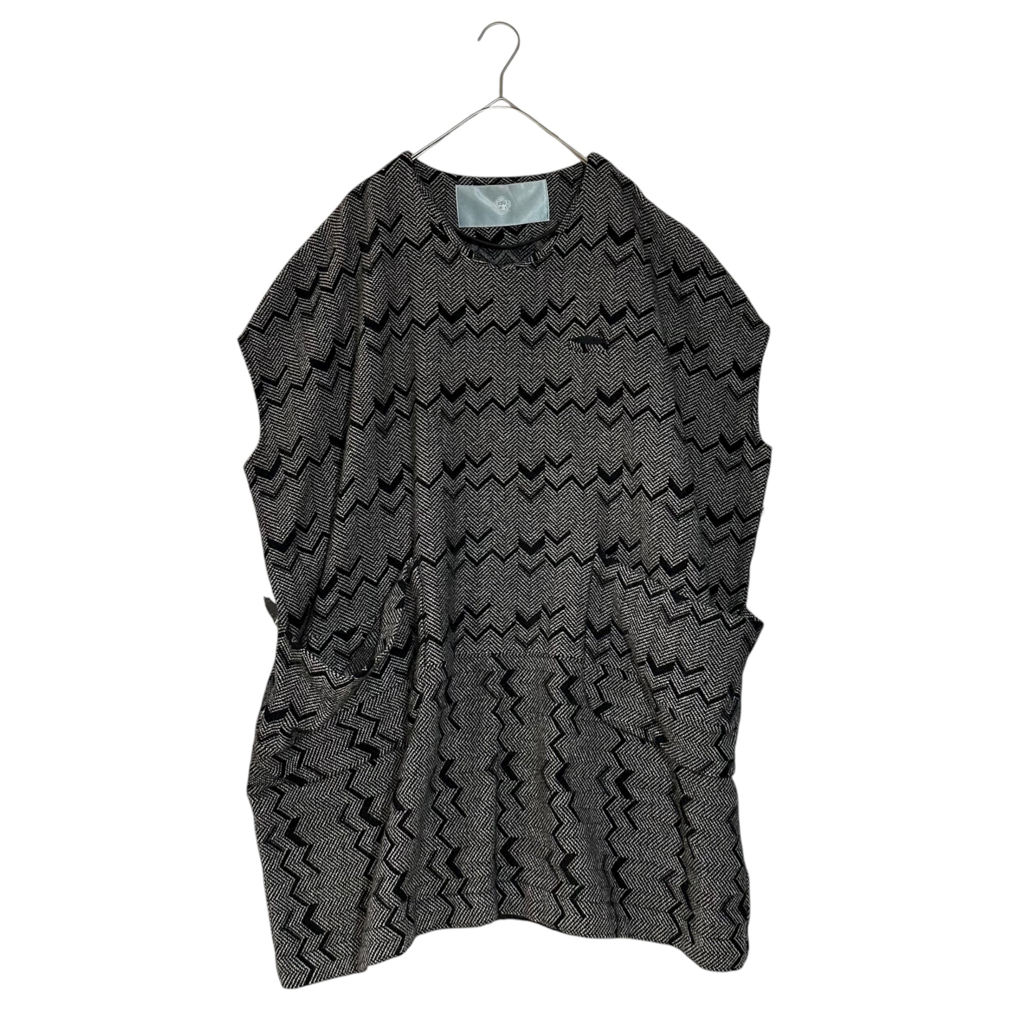 Dulcamara(ドゥルカマラ) Front Pocket Wool Sleeveless Top フロントポケット ウール ノースリーブ トップ FREE グレー×ブラック